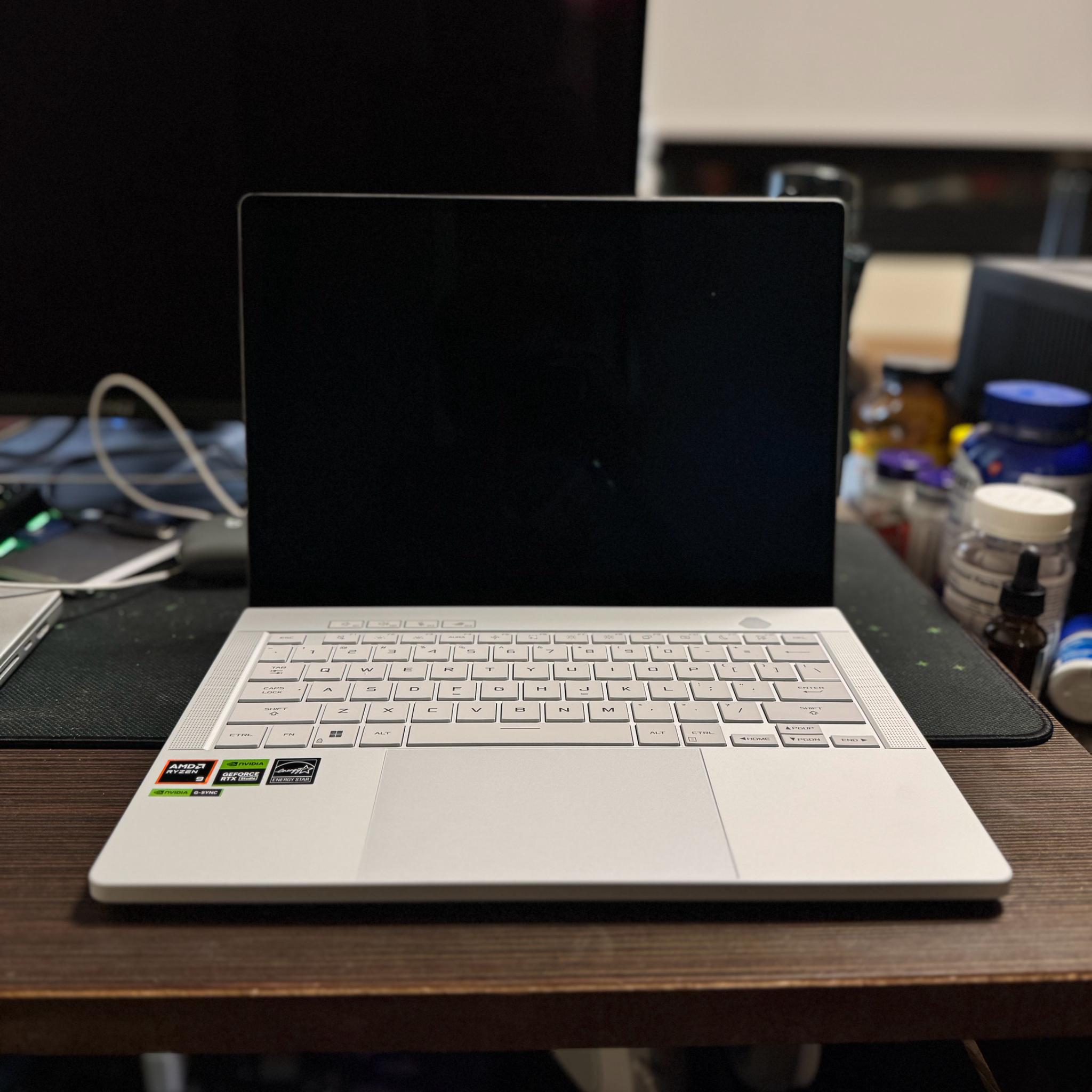 ASUS ROG Zephyrus G14 14" OLED 3K 120Hz Platinum White Gaming Laptop (Ryzen 9 8945HS, RTX 4060)