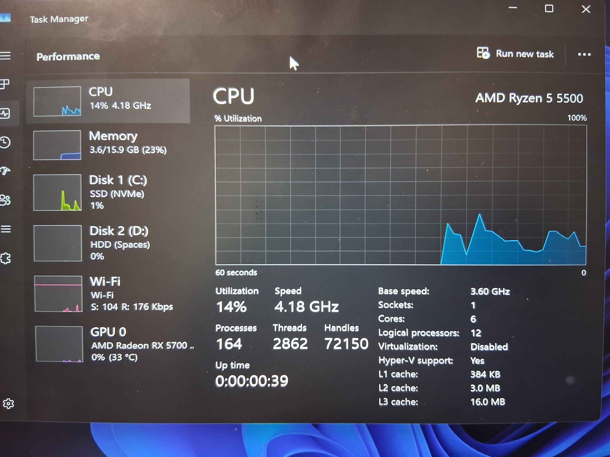Custom Gaming PC - Ryzen 5 5500 16GB DDR4 / 2.5TB Storage / SAPPHIRE RX 5700 XT / WINDOWS 11 / WIFI
