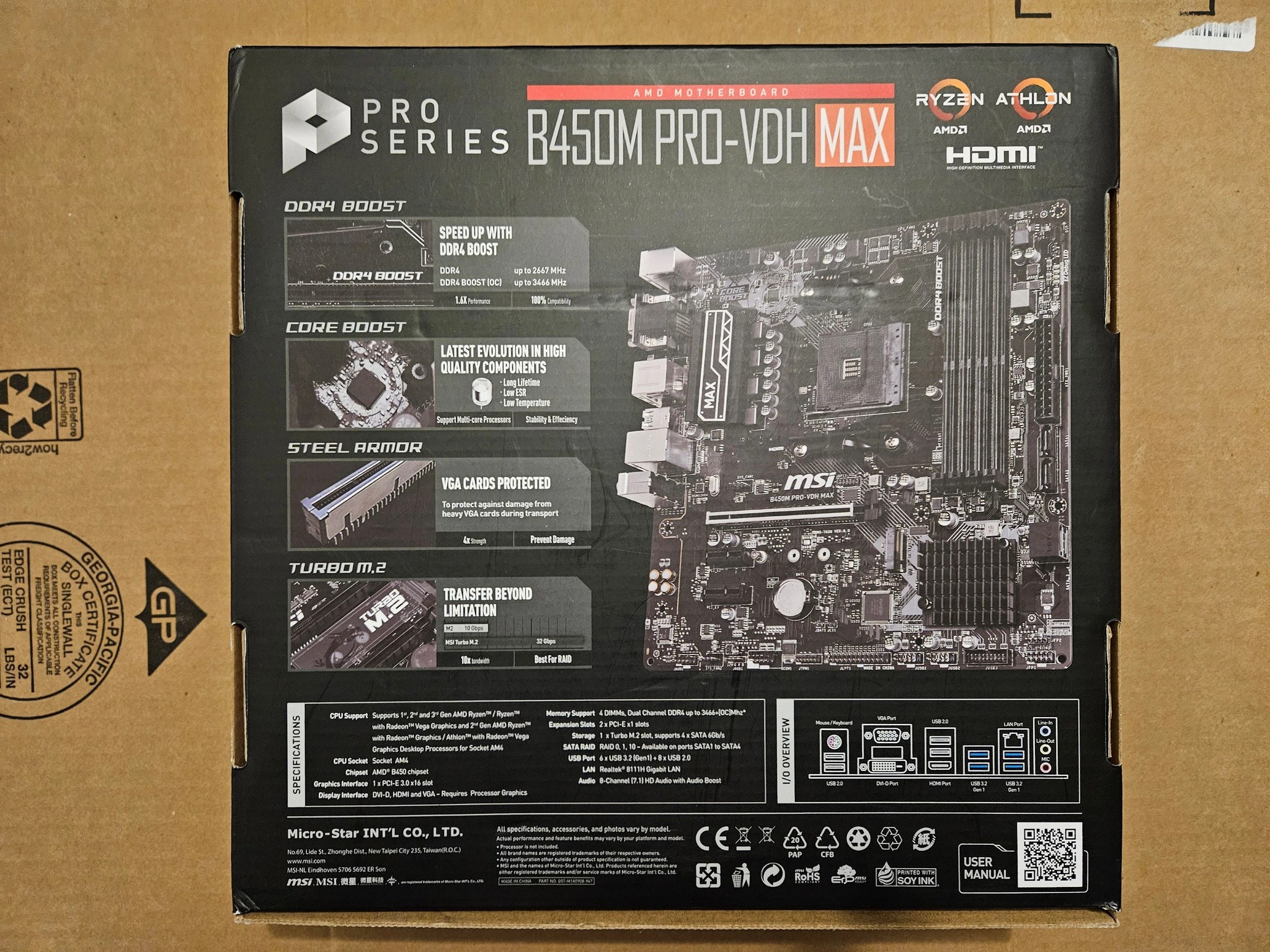 MSI B450M PRO-VDH MAX - Socket AM4 - USED