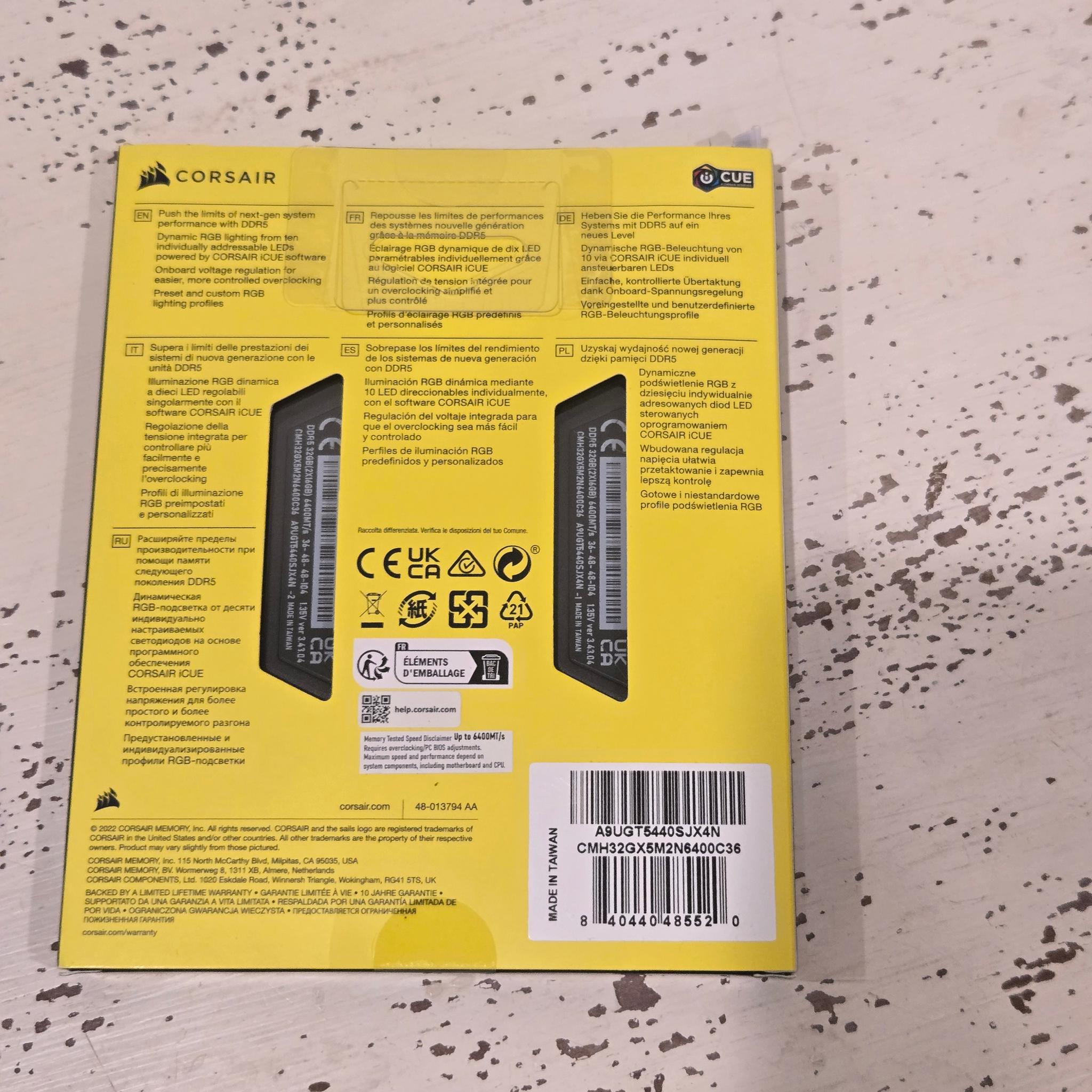 CORSAIR Vengeance DDR5 RAM 32GB (2x16GB) 6400MHz CL36