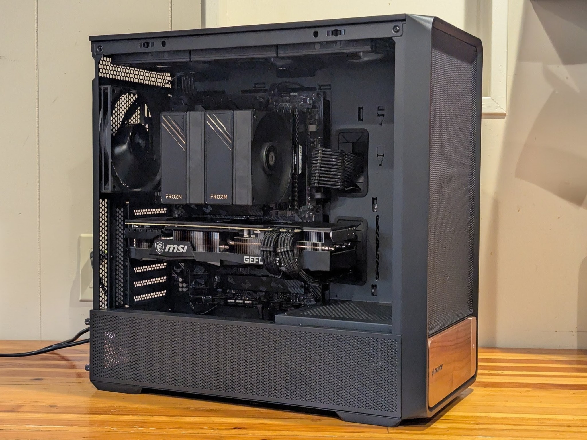 🖤 Ryzen 7 5700X | RTX 3080 | 32GB DDR4 | Blackout + Wood Accent 1440p Gaming PC