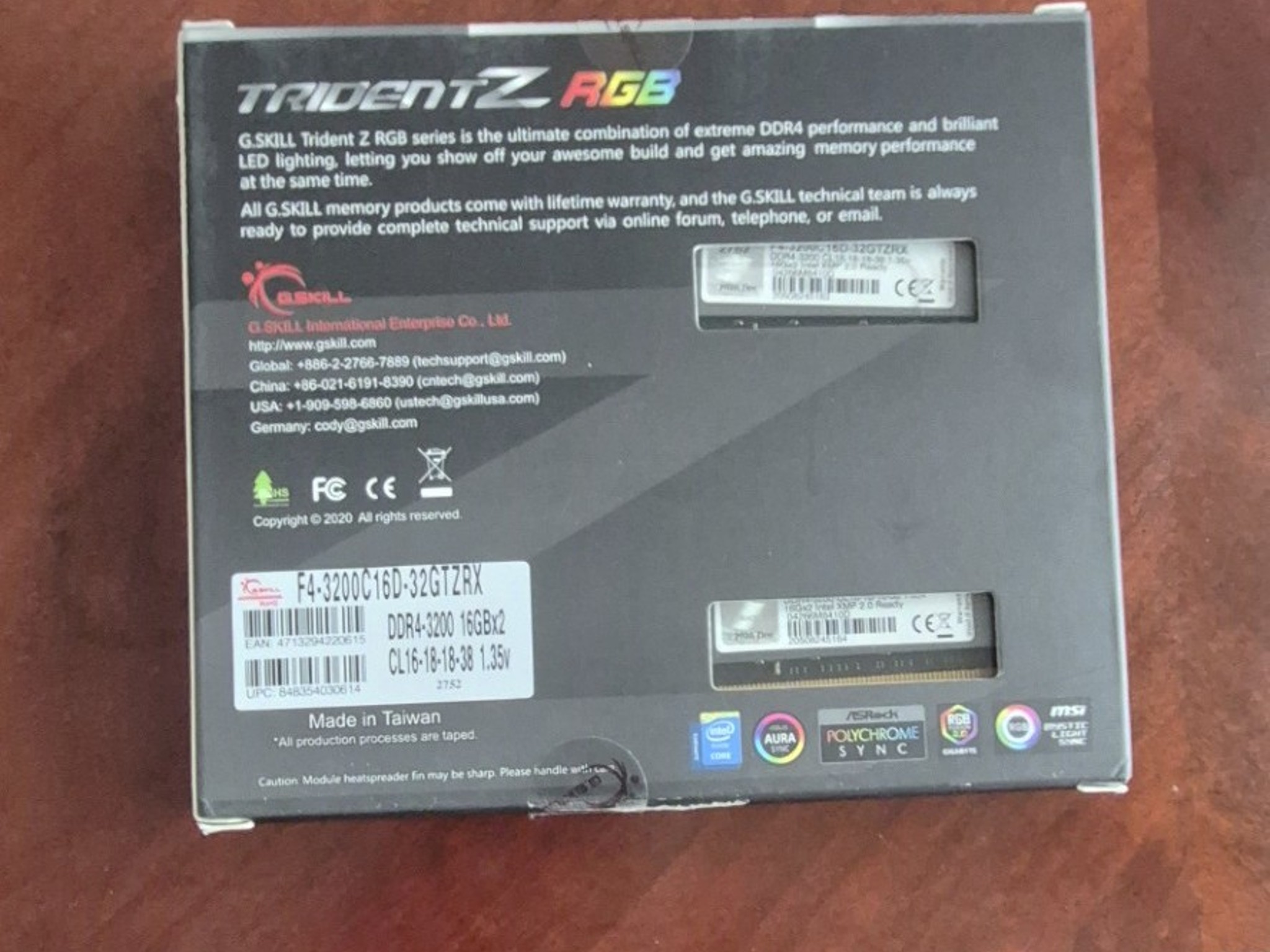 G.SKILL TridentZ DDR4 RGB Series 32GB (2 x 16GB) 288-Pin PC RAM DDR4 3200 (PC4 25600)