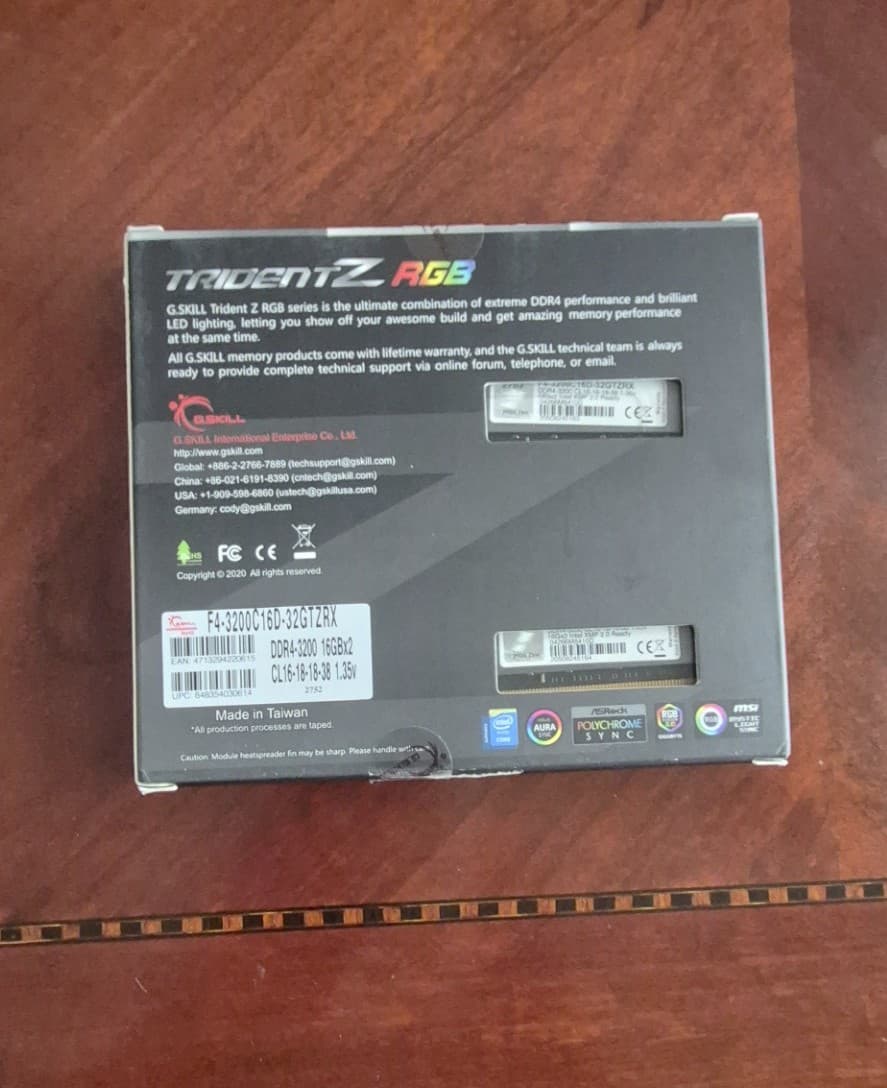G.SKILL TridentZ DDR4 RGB Series 32GB (2 x 16GB) 288-Pin PC RAM DDR4 3200 (PC4 25600)