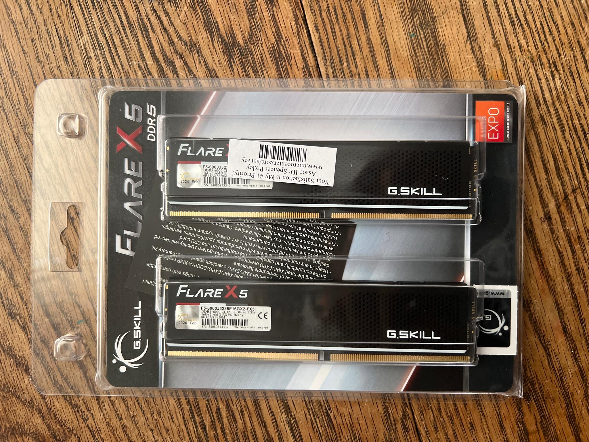 BRAND NEW UNOPENED: G.SKILL FLARE X5 32GB (2x16gb) DDR5 6000