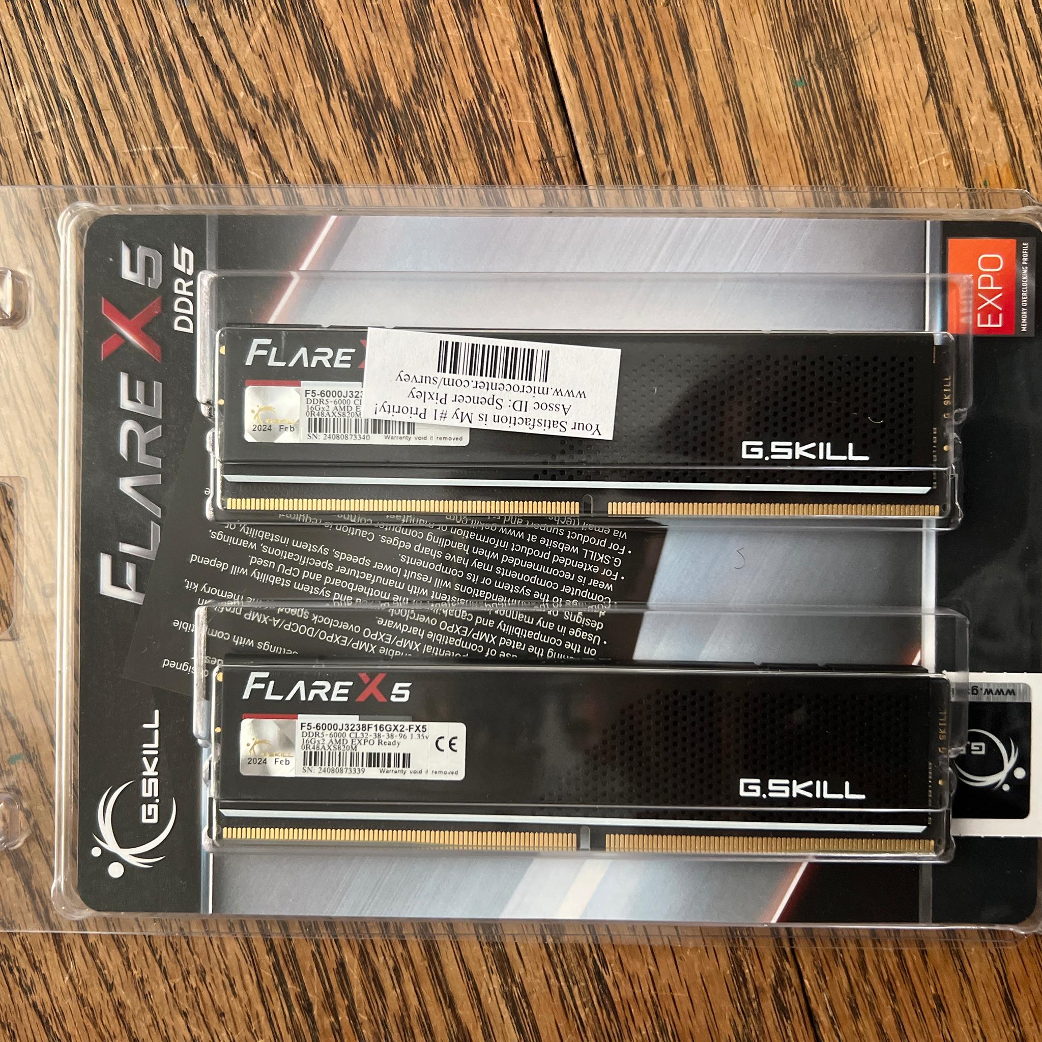 BRAND NEW UNOPENED: G.SKILL FLARE X5 32GB (2x16gb) DDR5 6000
