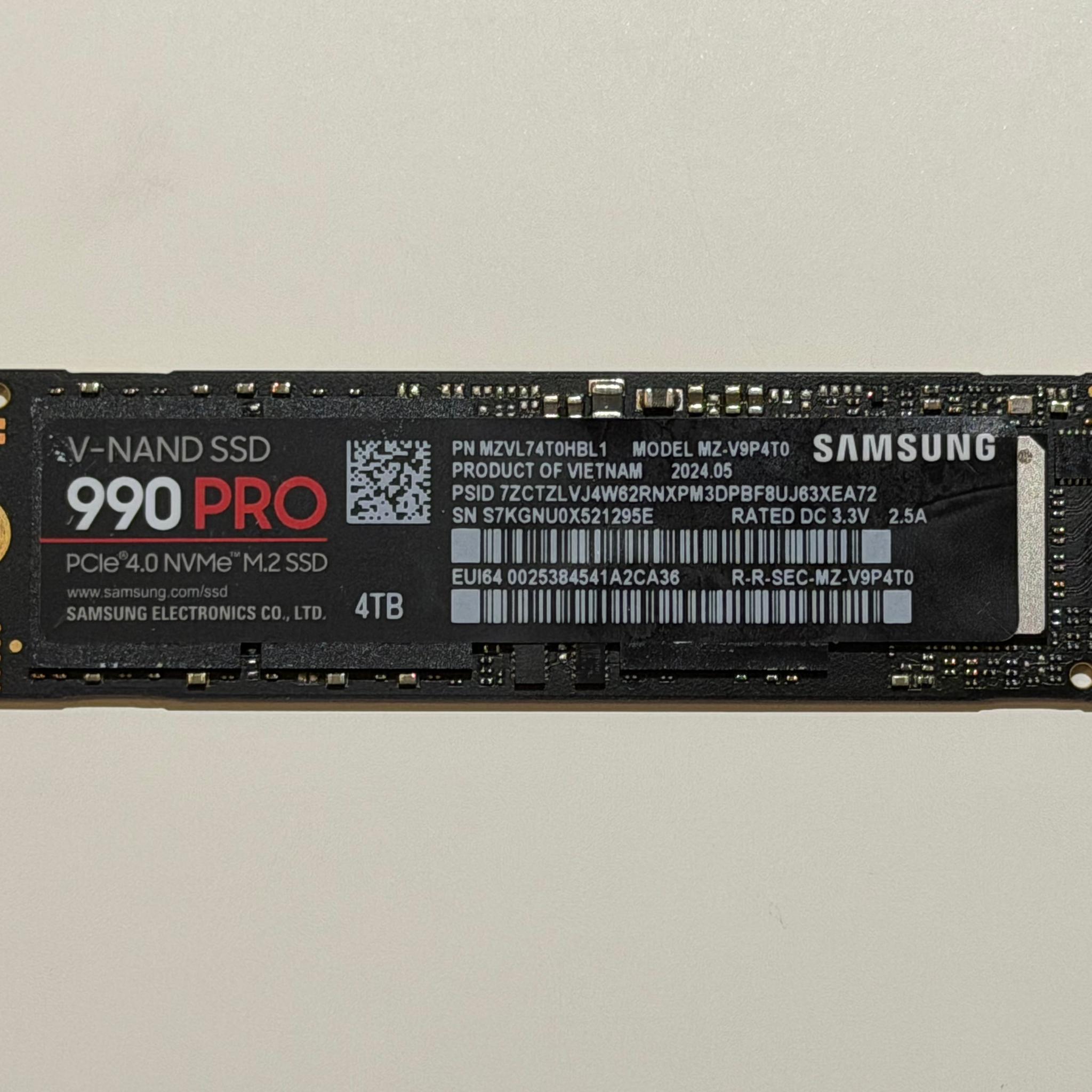 Samsung 990 Pro 4TB NVMe SSD Storage / Hard Drive