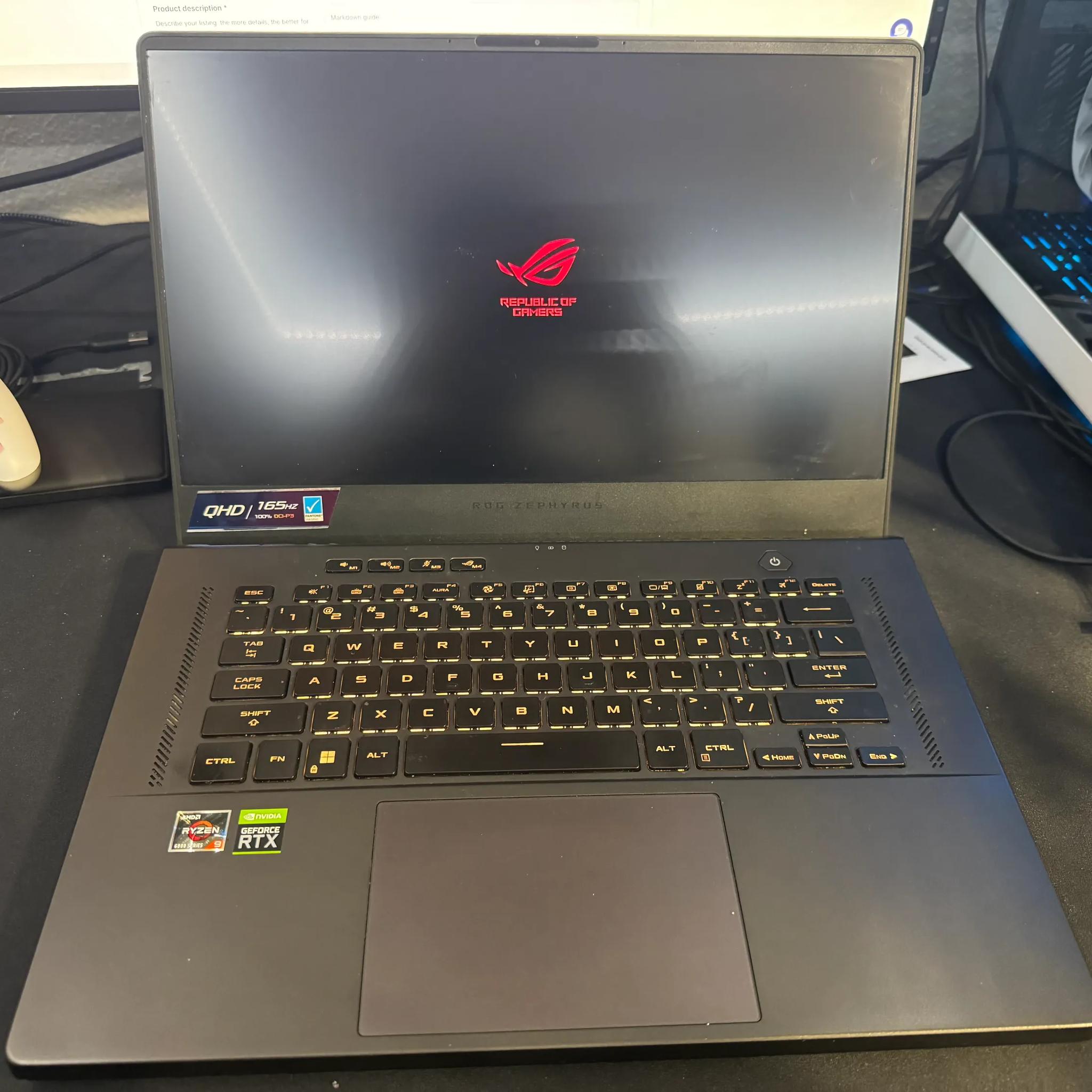 ASUS ROG Zephyrus 15.6" 165Hz Gaming Laptop-AMD Ryzen 9-16GB DDR5 Memory-NVIDIA GeForce RTX 3060
