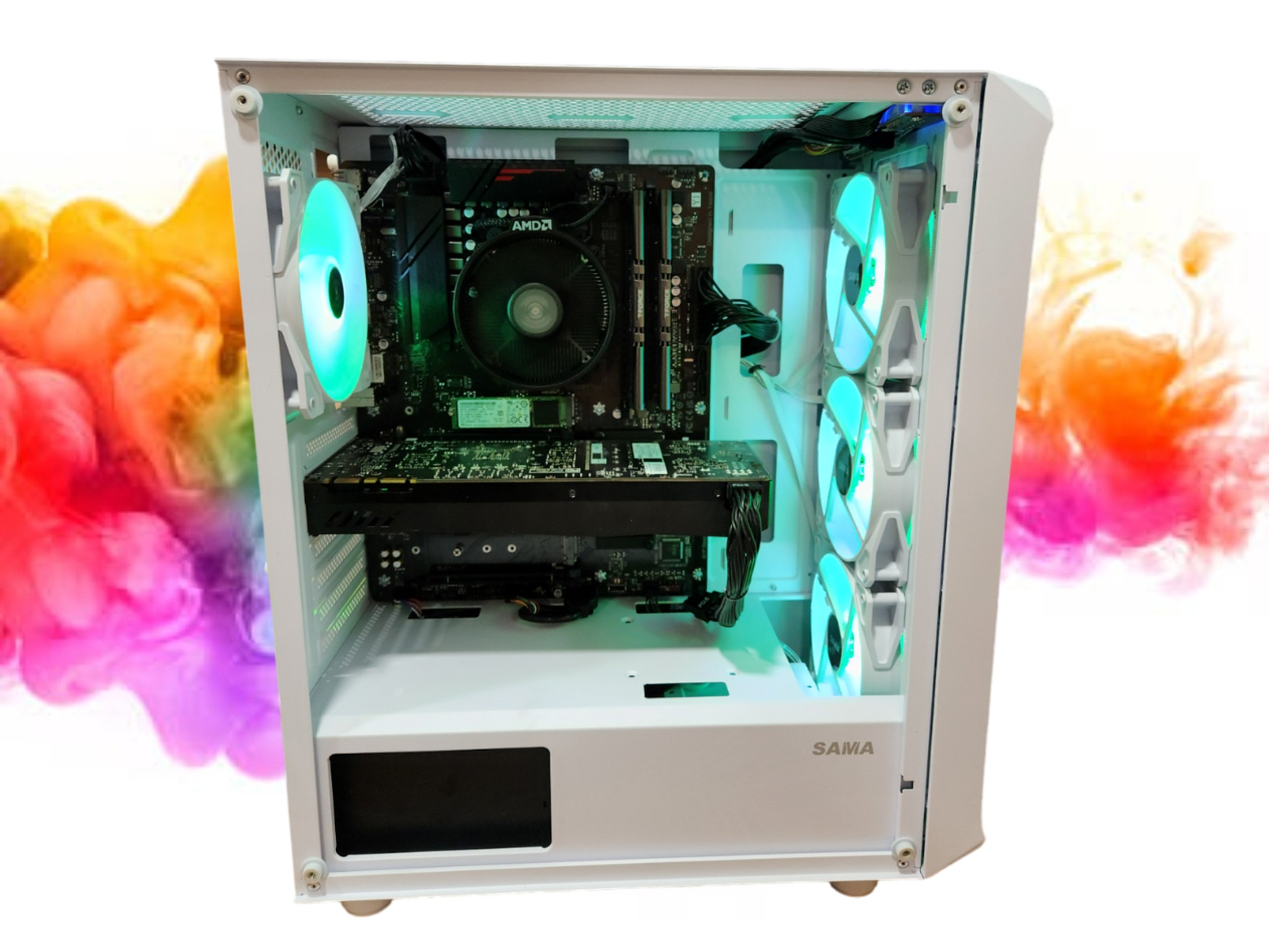 ON SALE: GTX 1080 8GB + Ryzen 5 2600x + 512GB SSD + 16GB RAM + 4 RGB Fans ( White RGB Gaming PC )