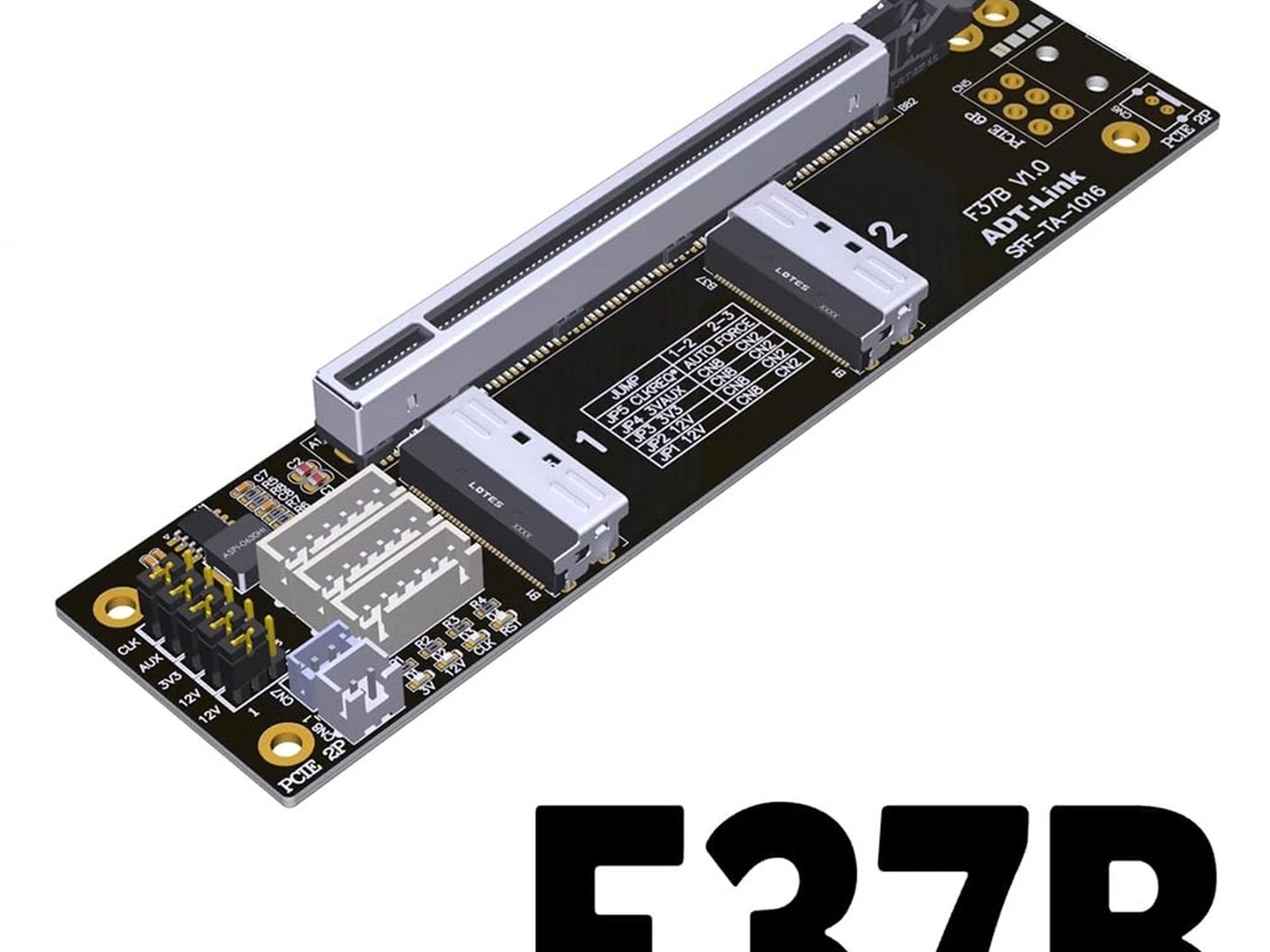 JMT PCIe 4.0 X16 To X8/X8 MCIO Bifurcation Adapter Card (50cm)