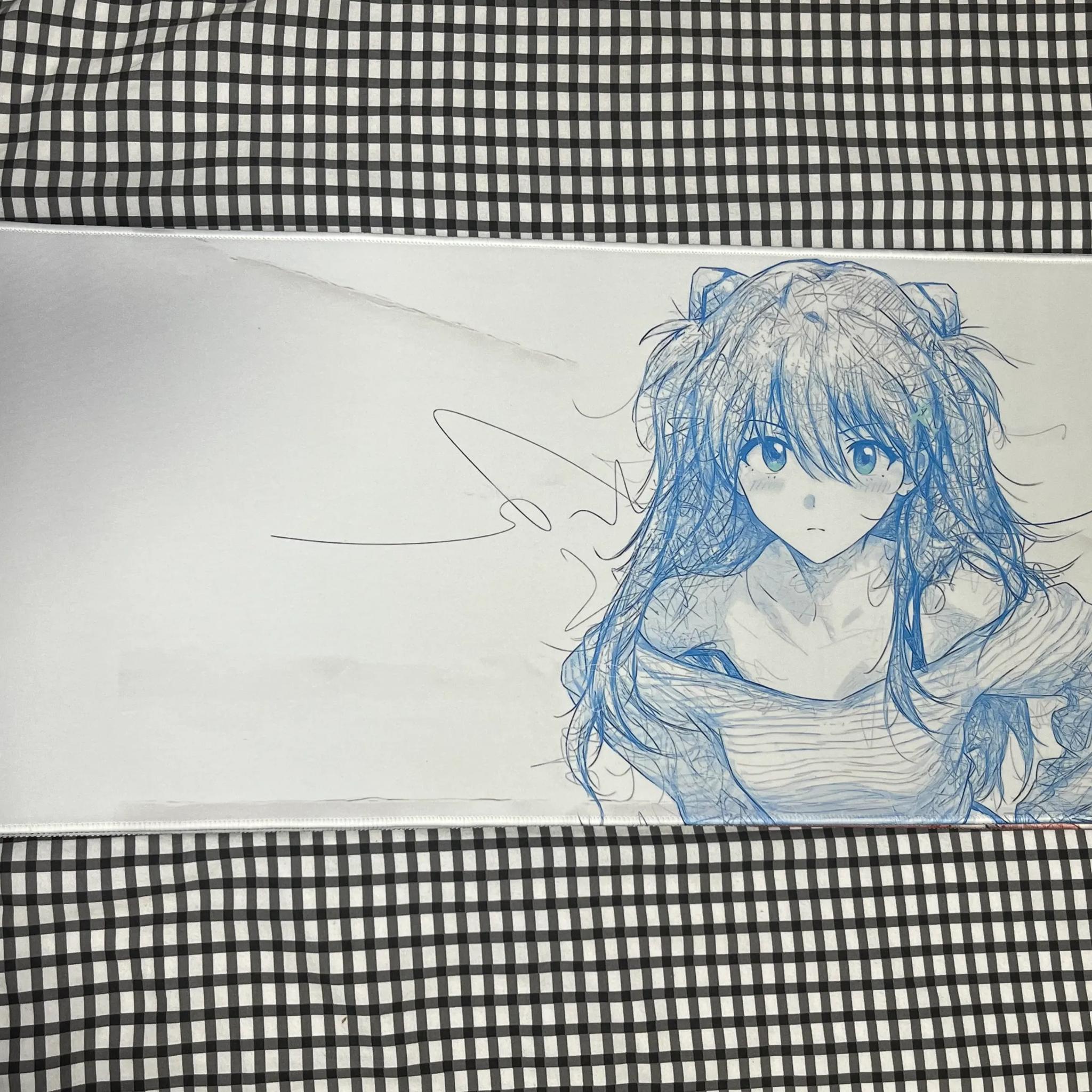 Style 5 - EVA Asuka & Rei Ayanami Abstract Line Gaming Mouse Pad