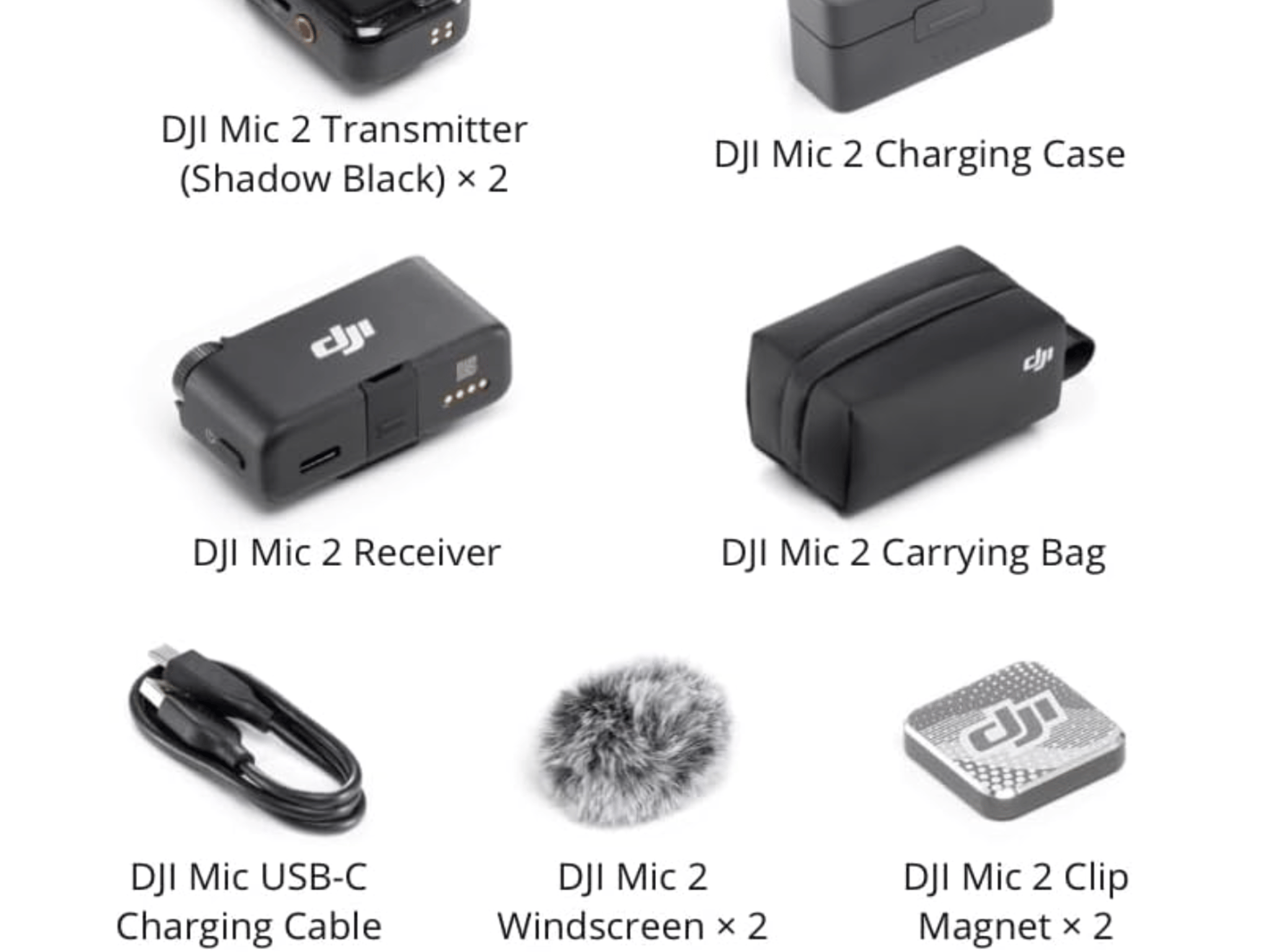 DJI Mic 2 (2 TX + 1 RX + Charging Case), All-in-one Wireless Microphone