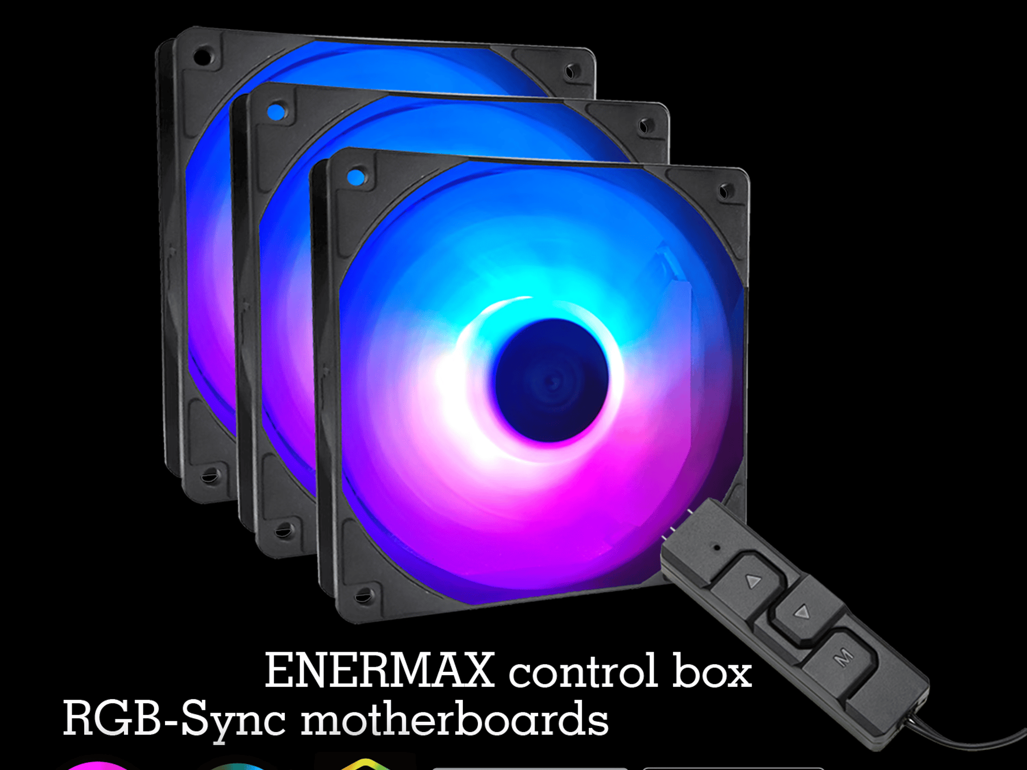 Enermax HF120 ARGB PWM 120mm Case Fan - 3 Pack - Black