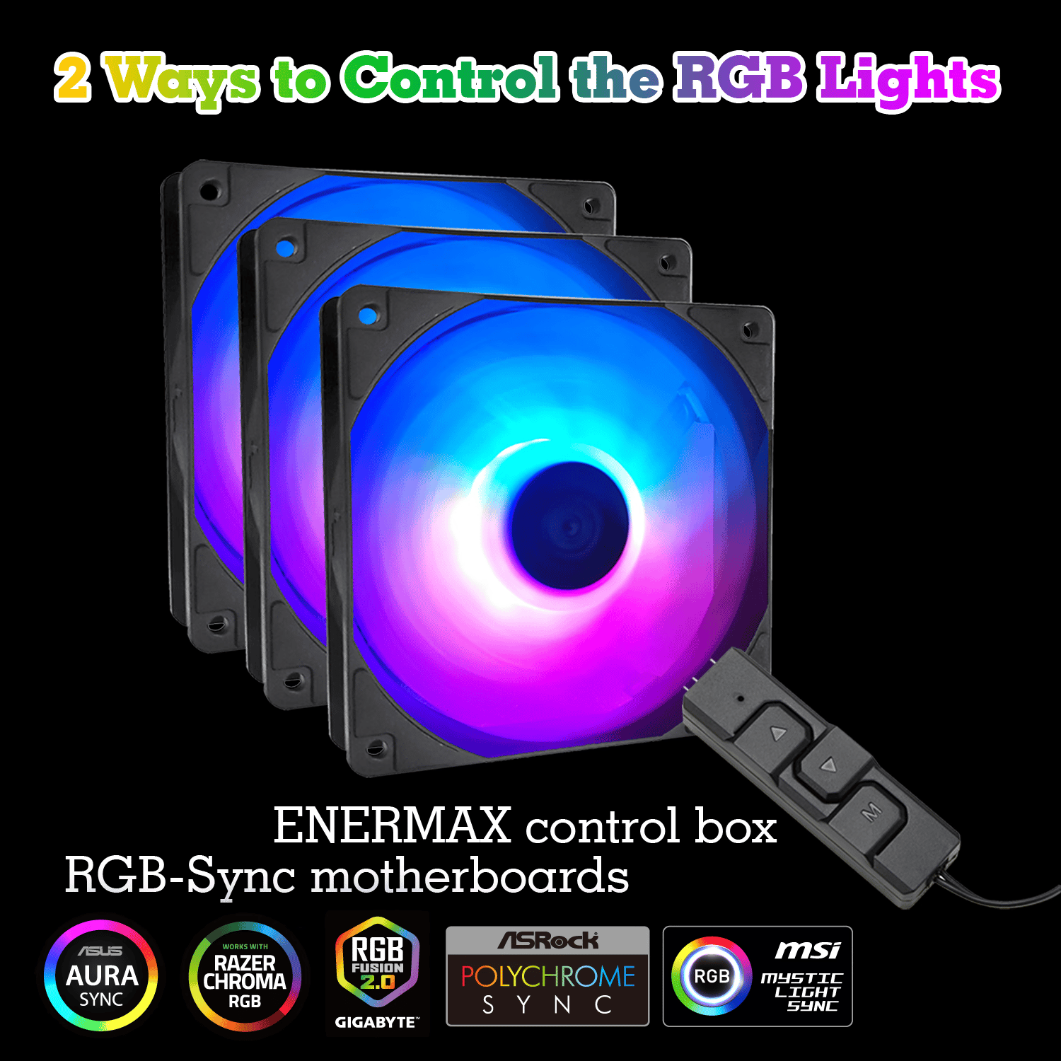 Enermax HF120 ARGB PWM 120mm Case Fan - 3 Pack - Black