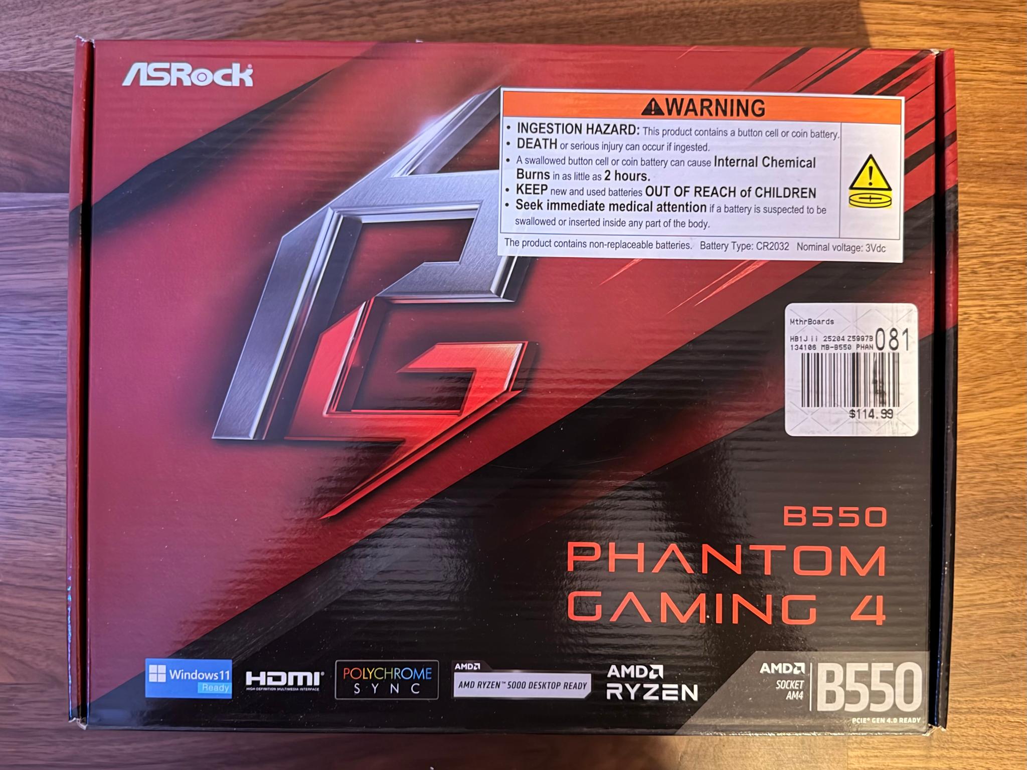 CPU + Mobo + RAM | AMD Ryzen 5 5500, ASRock B550 Phantom Gaming 4, 16GB DDR4, AMD Wraith Stealth