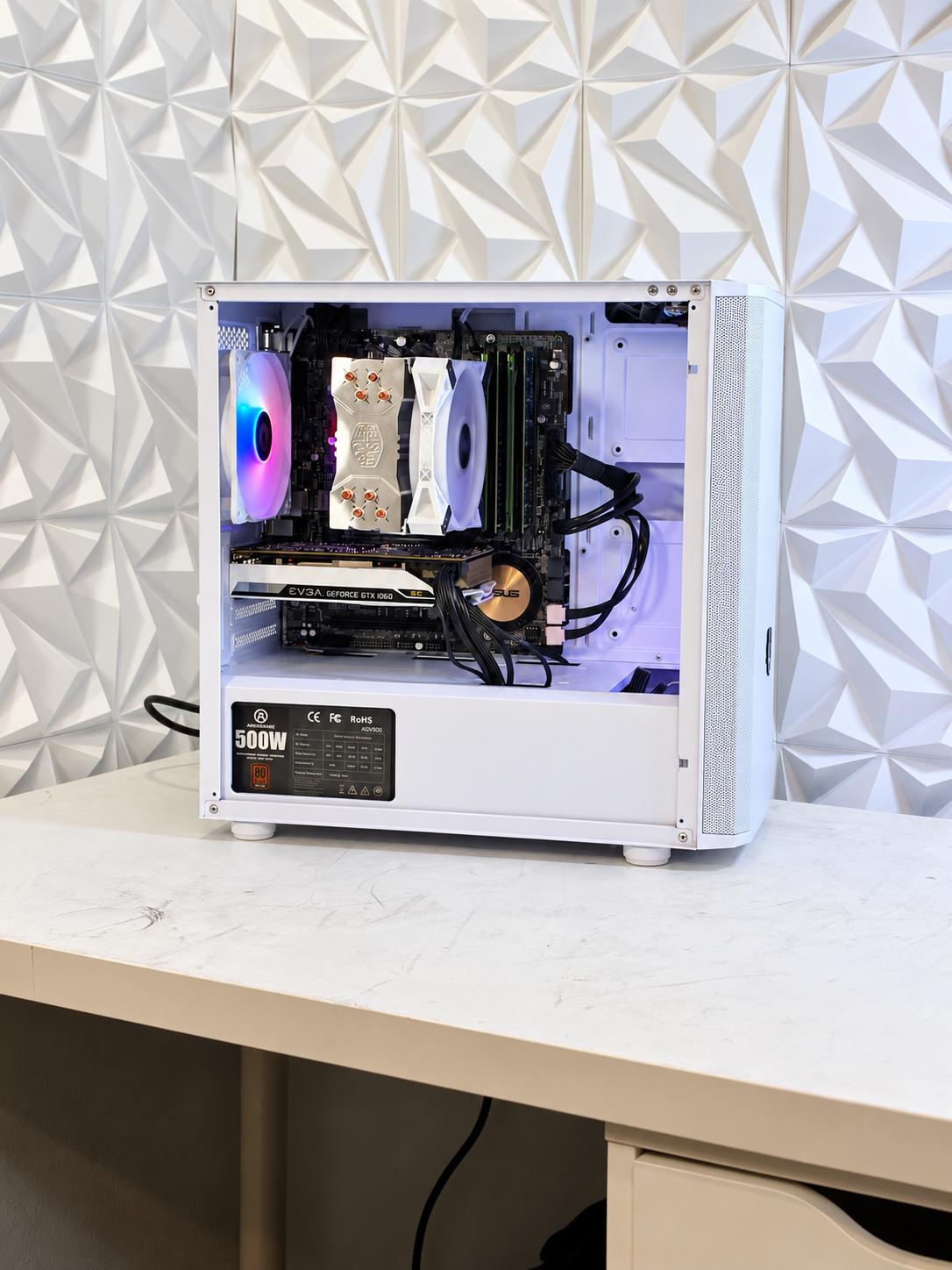 Custom White Gaming PC Build 1060