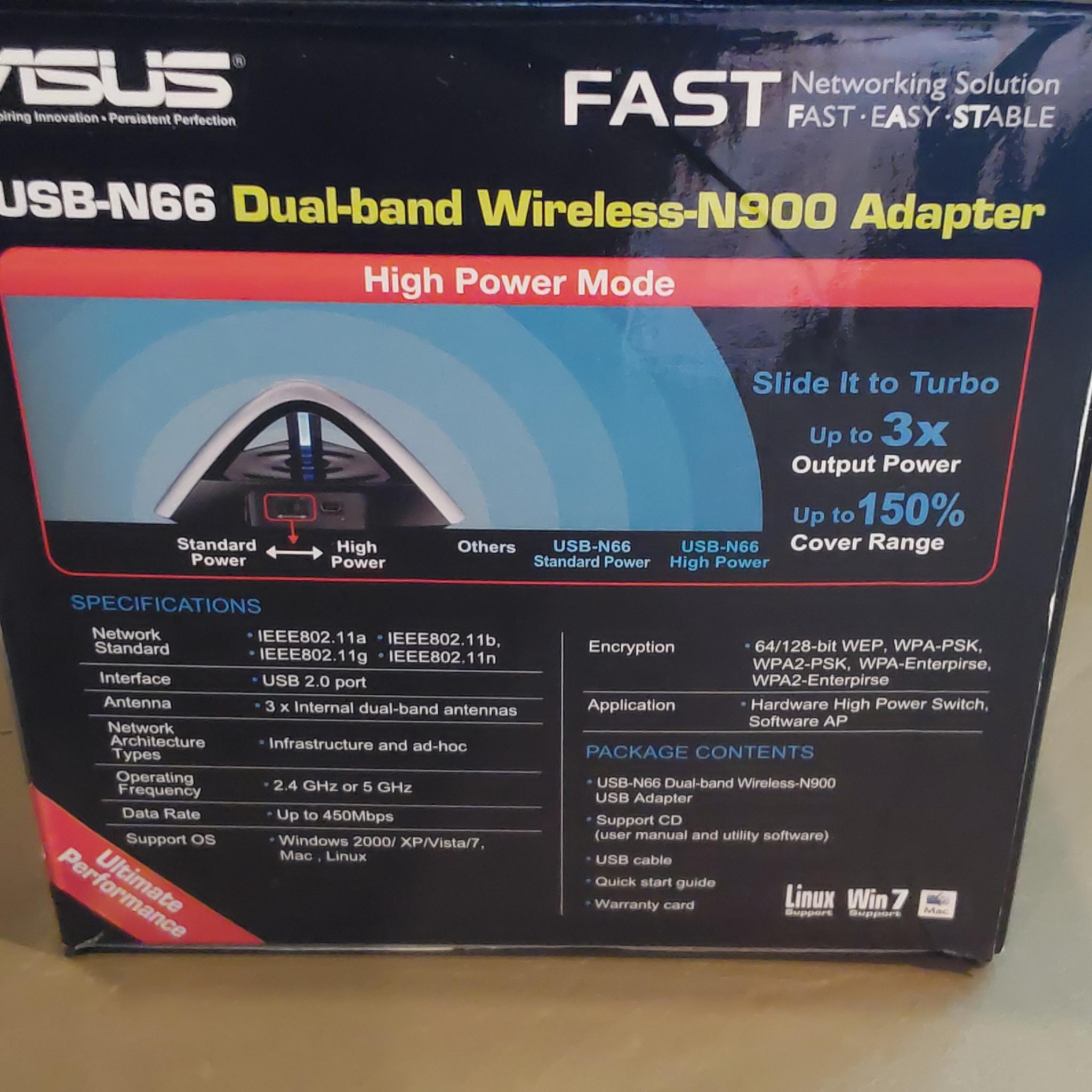 ASUS USB-N66 Dual-band N900 WiFi USB Wireless Adapter