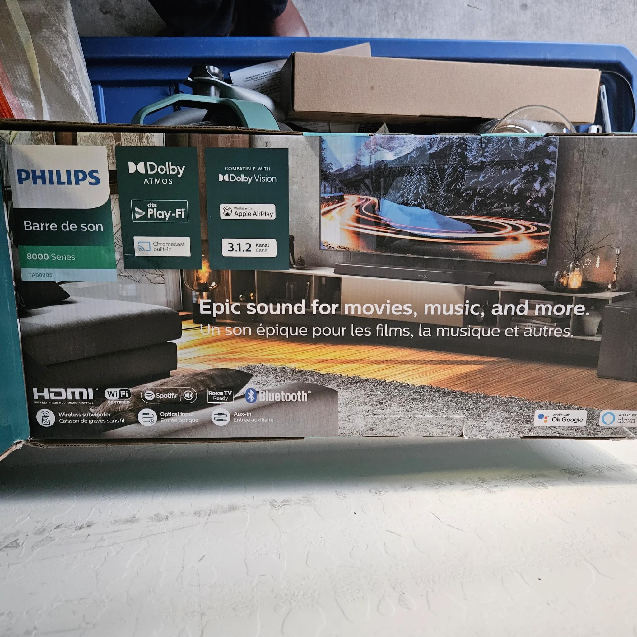 Philips B8905 Soundbar 3.1.2 with Wireless Subwoofer