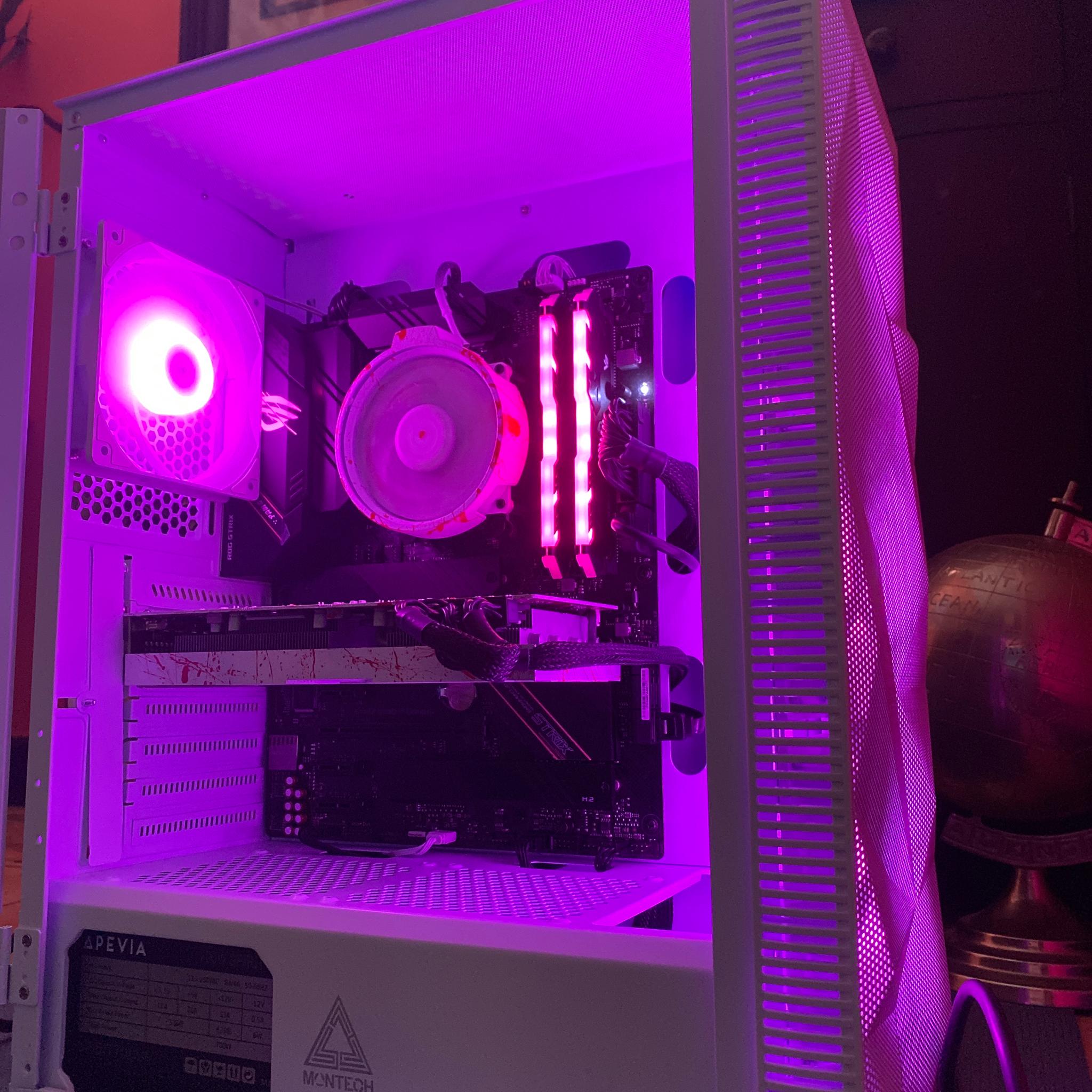 (White) Gaming PC|🩸Blo0D 5700XT| Ryzen 5| 16GB (2x8GB) RGB DDR4| 1TB NVMe/SSD| Windows 11 Pro