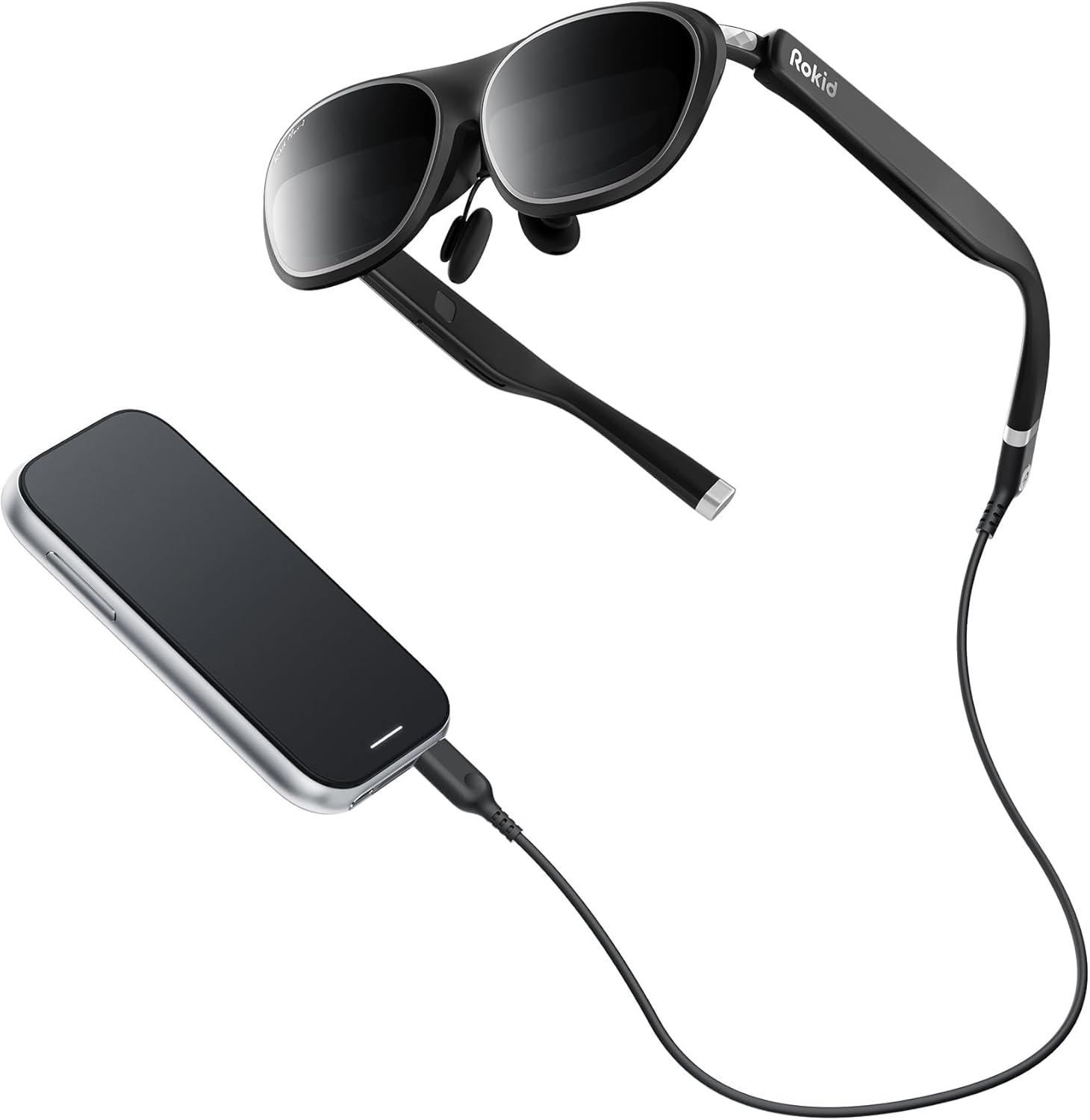 Rokid AR Spatial Black- Max2 AR Glasses & Station2 Spatial Computer Micro-OLED, 120Hz OLED, 600 Nits