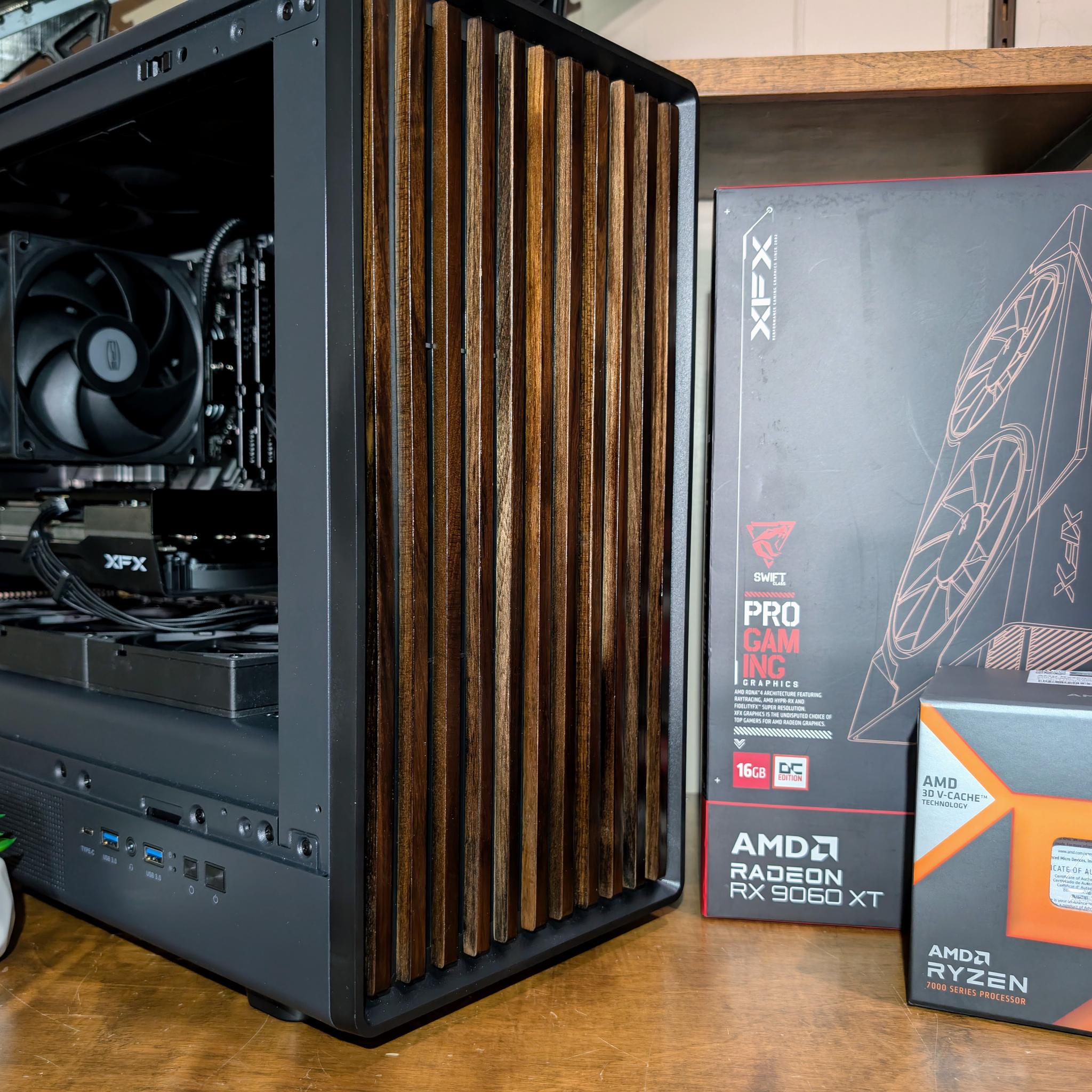 🪵 MODERN WOODEN STEALTH: RYZEN 5 7600X3D + 32GB DDR5 6000MT CL36 + RX 9060 XT 16GB 🪵