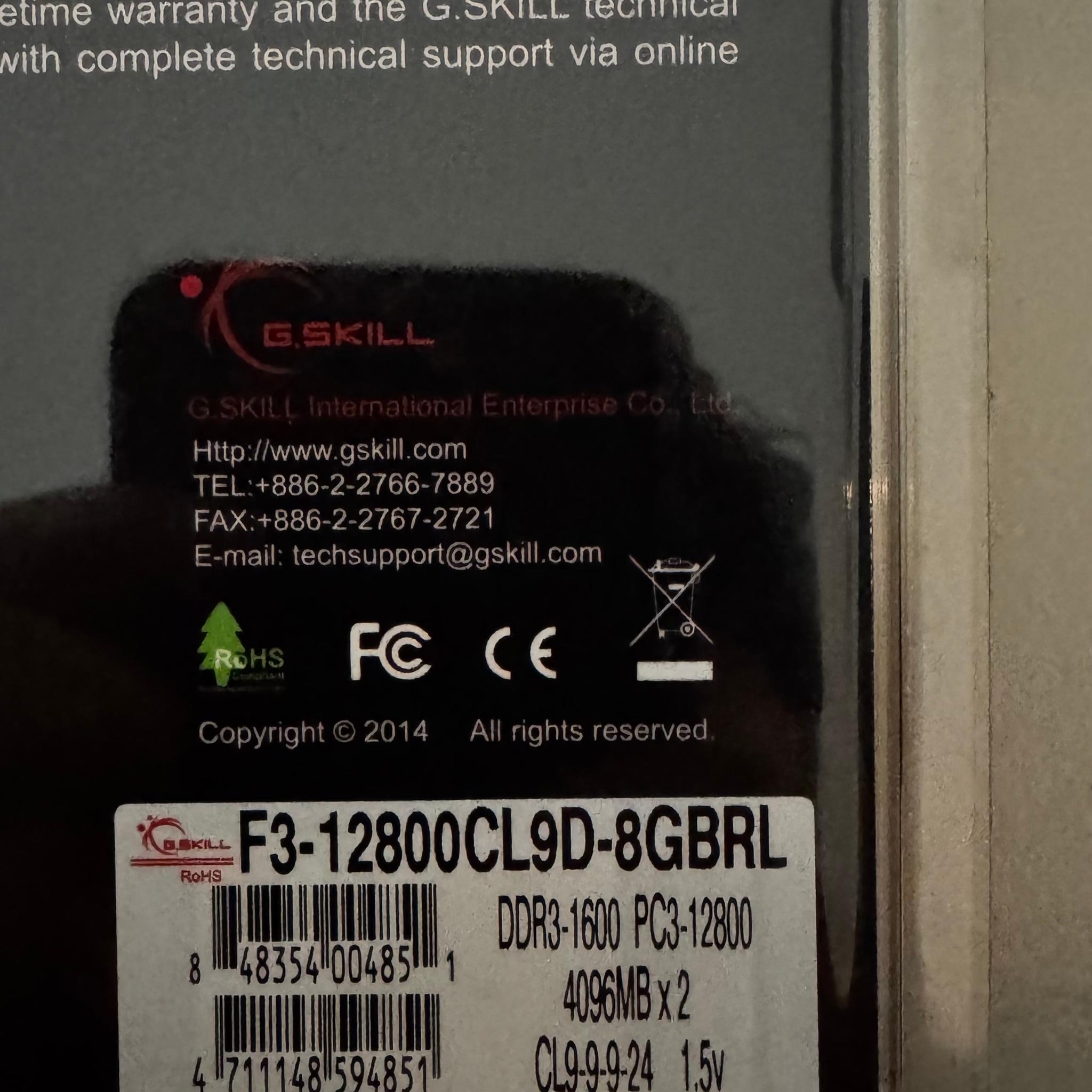 DDR3 G.Skill 8GB (4GBx2)