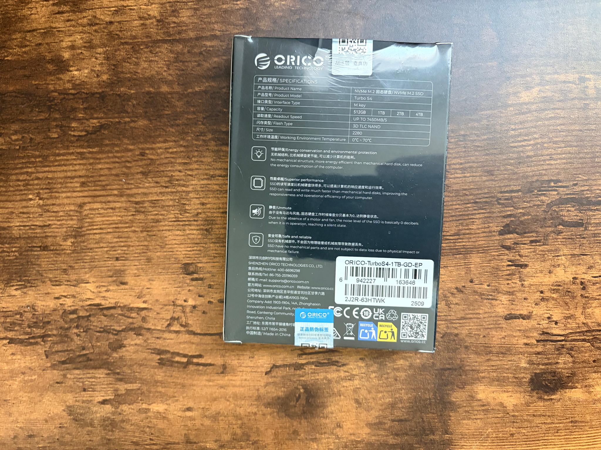 Orico Turbo S4 1TB Gen 4x4 NVMe M.2 ssd