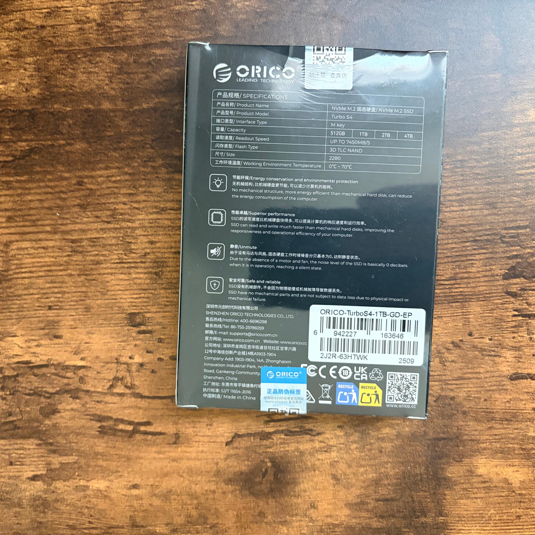 Orico Turbo S4 1TB Gen 4x4 NVMe M.2 ssd