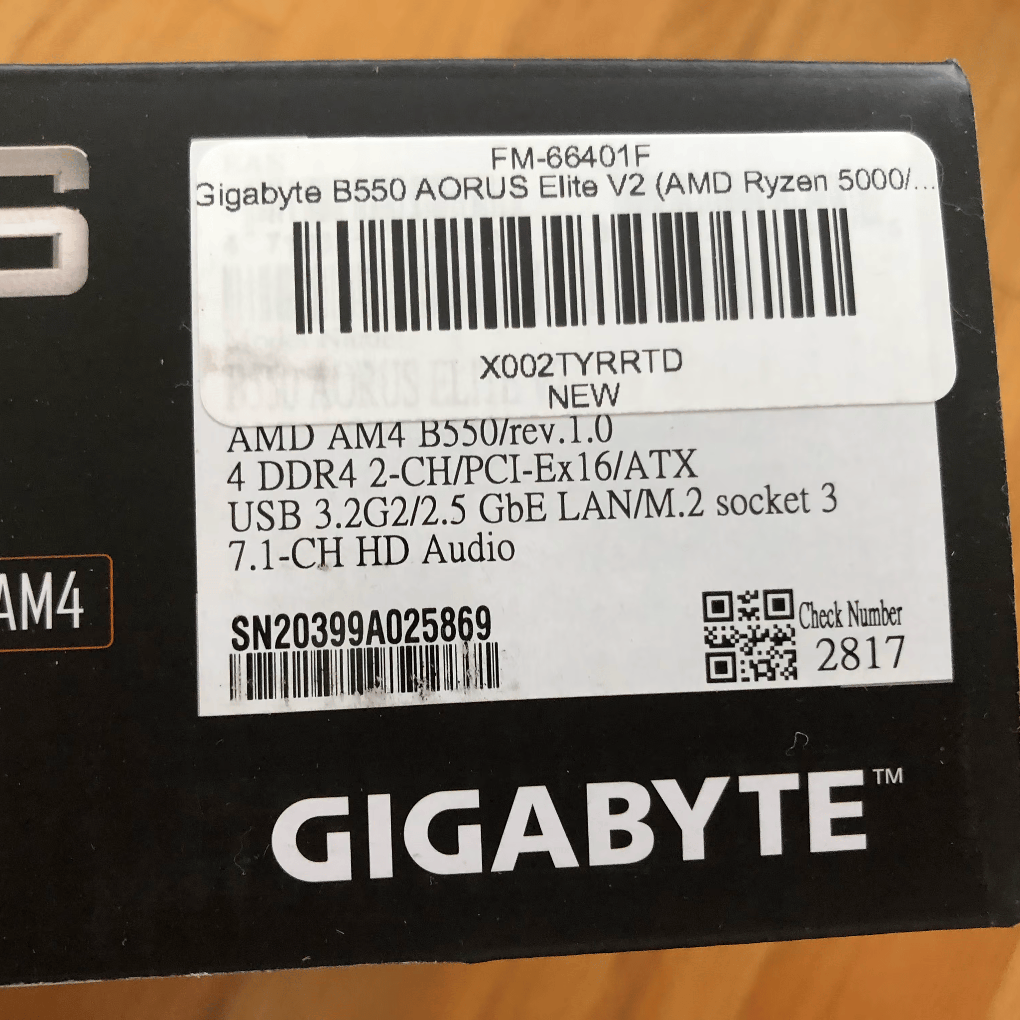 BNIB: Gigabyte B550 Aorus Elite V2 ATX AM4 Motherboard for Ryzen 3000 and 5000 series processors 