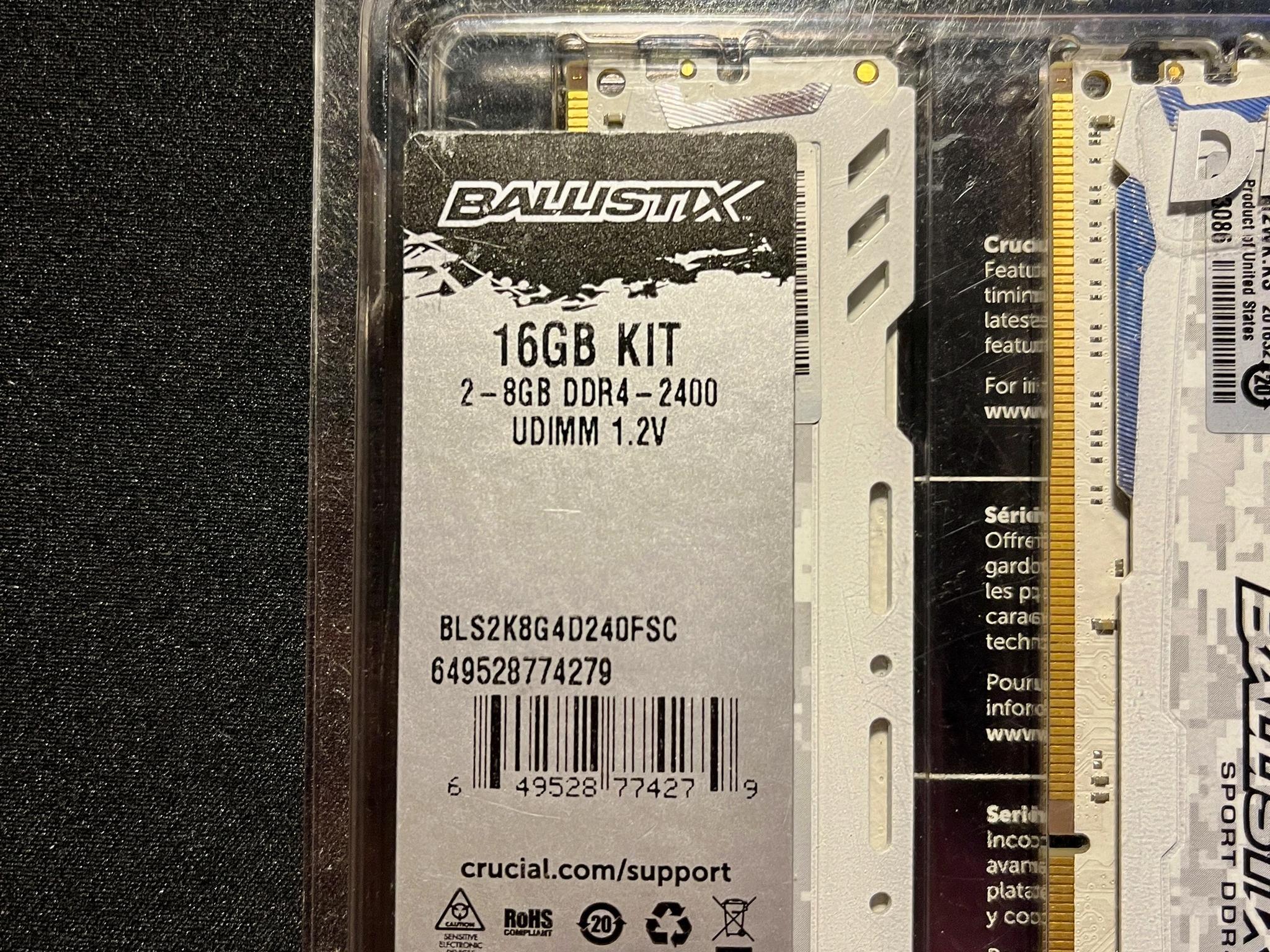Crucial Ballistix Sport LT 16 GB (2 x 8 GB) DDR4 2400 MHz CL16 Memory
