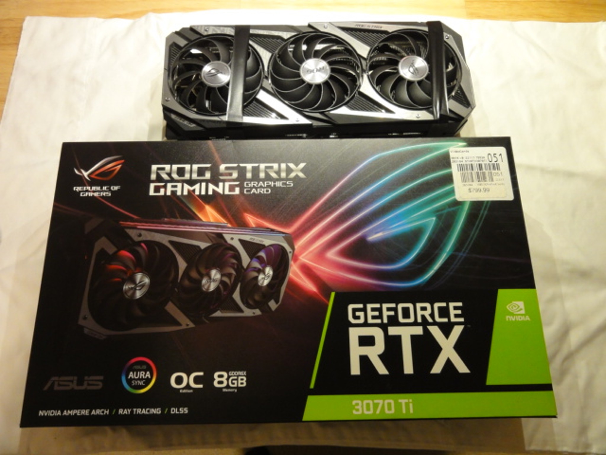Asus ROG Strix RTX 3070 Ti OC with Phanteks G30 water block.