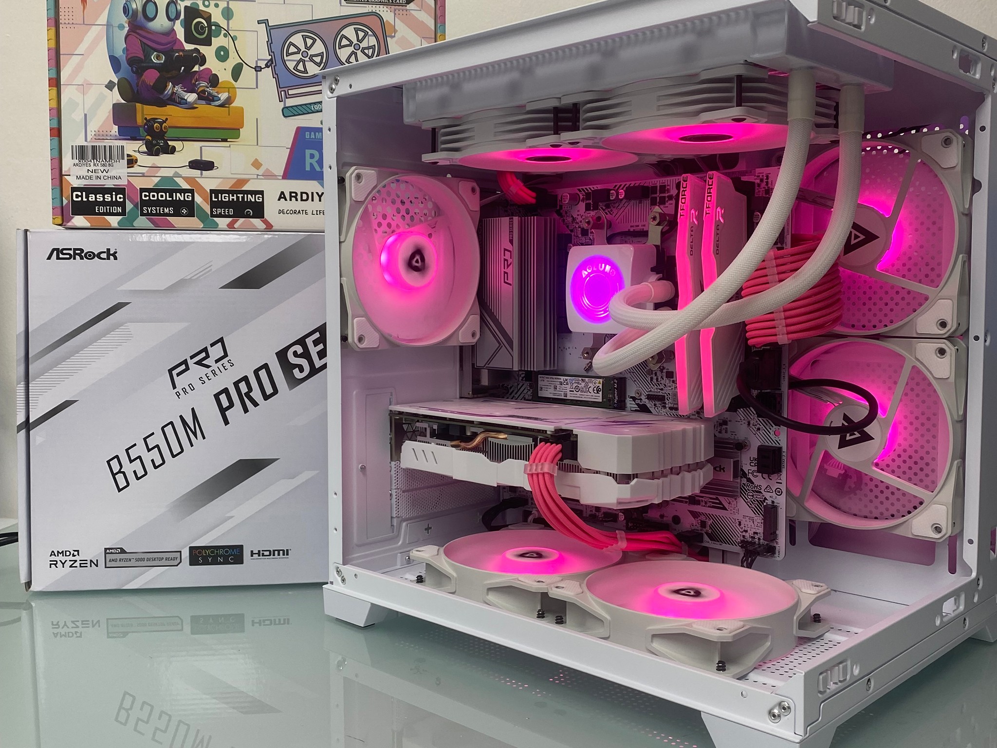💝 Ryzen 5 5500 / 16 GB / 1TB / RX580 - Pink Cables