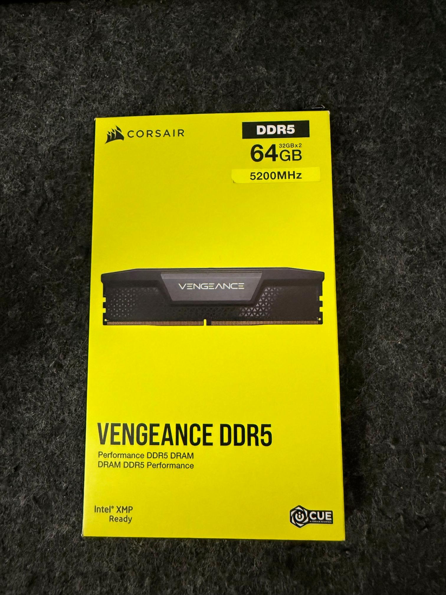 CORSAIR VENGEANCE DDR5 RAM 64GB (2x32GB) 5200MHz (CMK64GX5M2B5200C40)