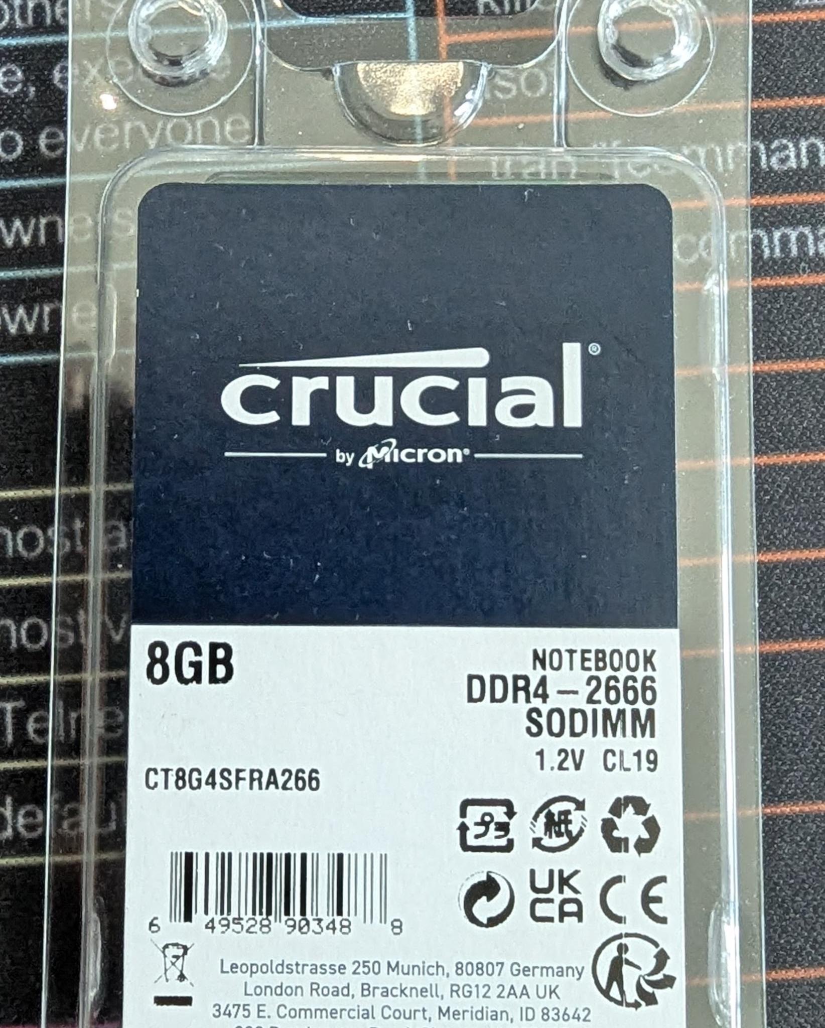 8GB Crucial DDR4-2666 SODIMM RAM CT8G4SRA266