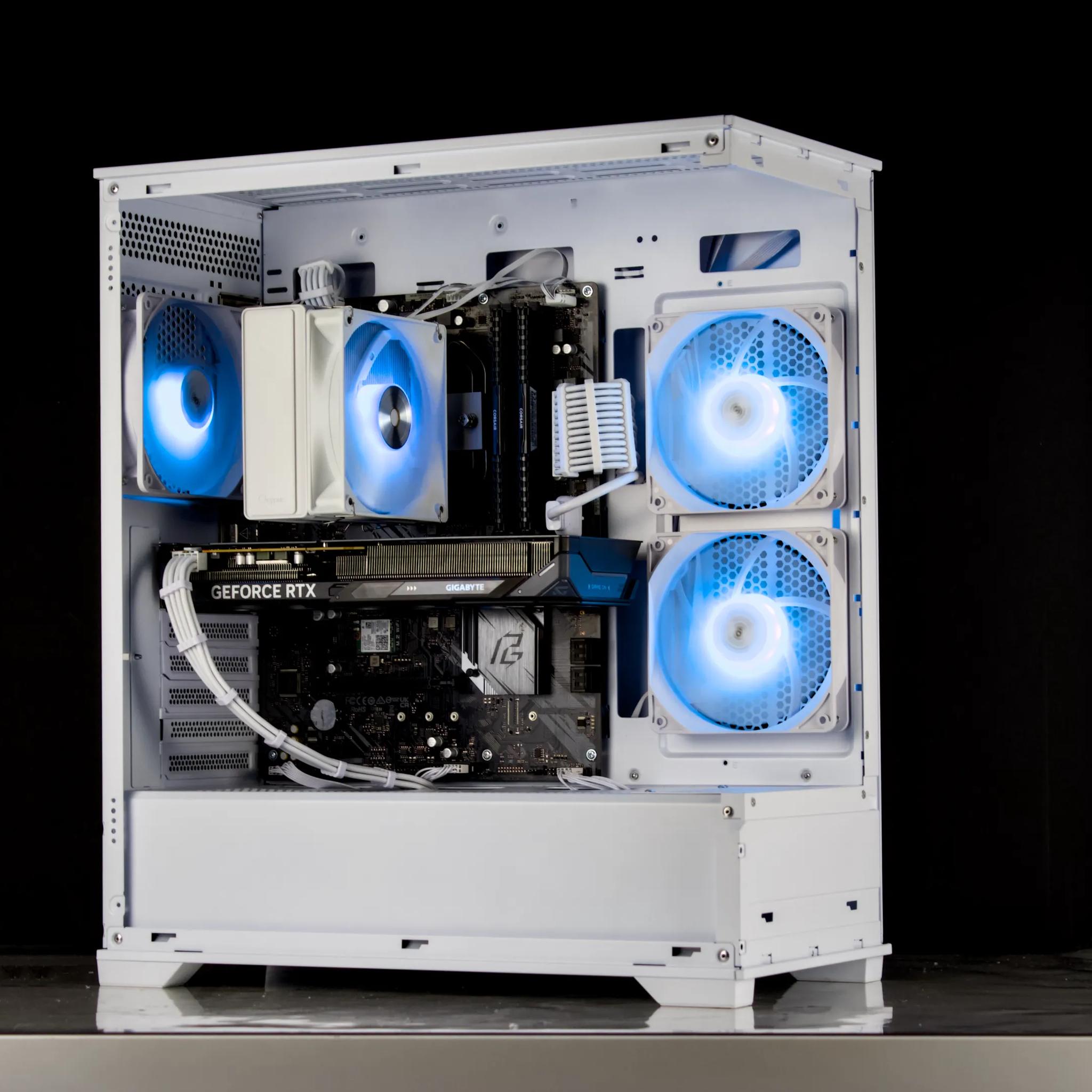 Clean White Gaming PC – RTX 5060, Ryzen 5 5600X, 32GB, 1TB SSD - RGB, WiFi, BlueTooth