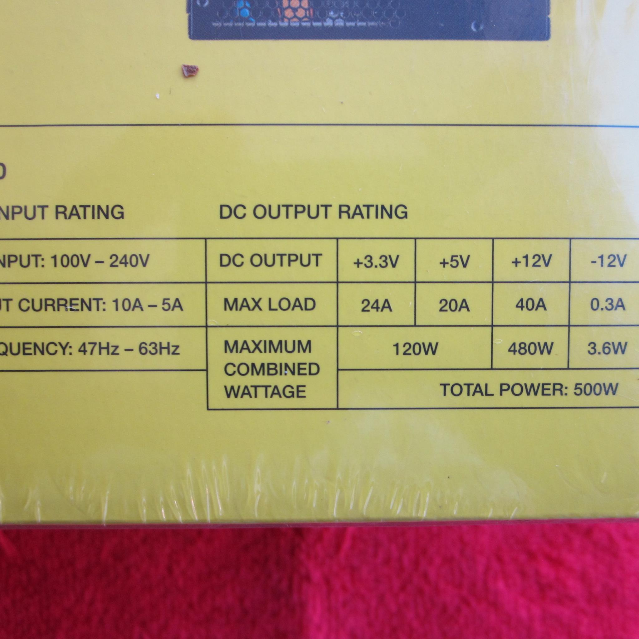 NEW SEALED! CORSAIR VS500 80 PLUS 500W Power Supply