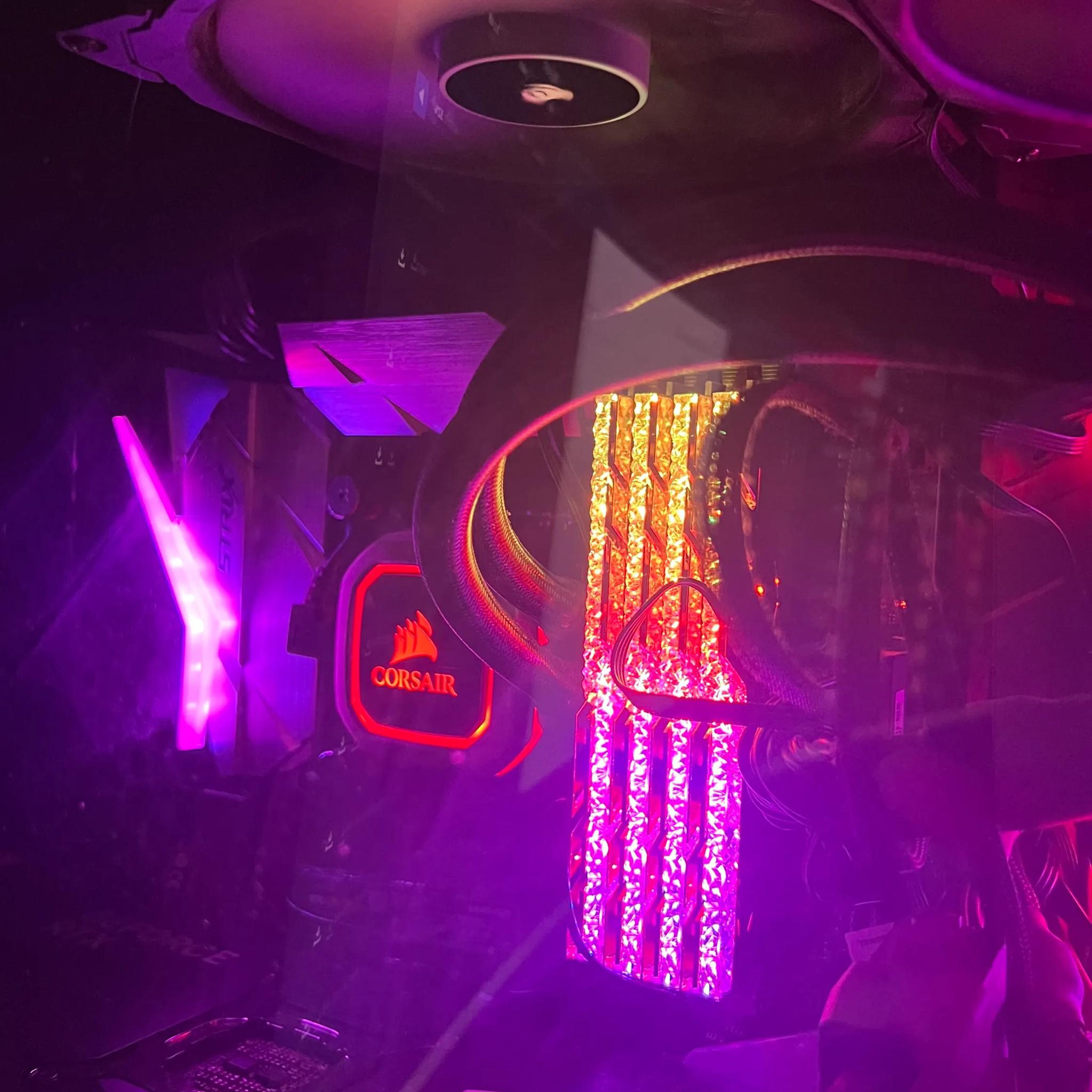 i9900k on a asus z370 gaming e with 32gb of g skill 3600mhz ram and corsair h115i pro rgb