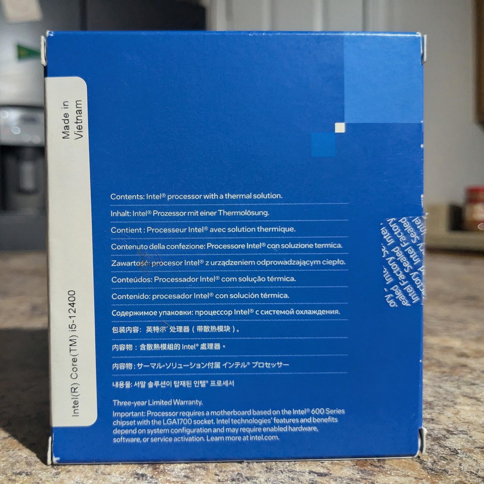 Intel Core i5-12400 w/ Original Box and Unused Intel Stock Cooler