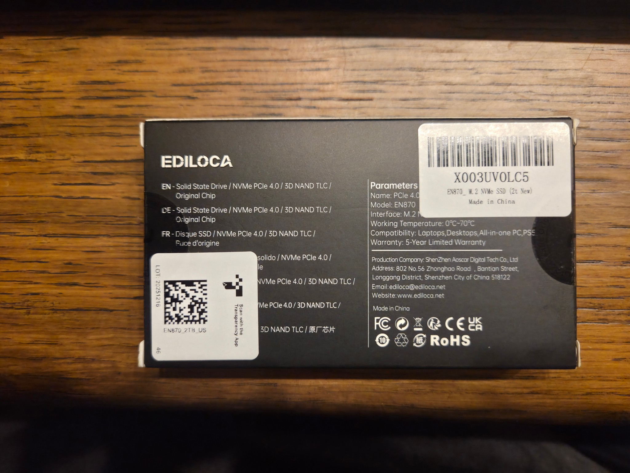 EDILOCA EN870 2TB NVME SSD (Up to 7400MB/s)