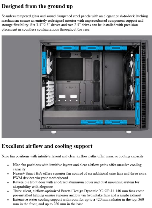 Fractal Design Define R6 - Mid Tower Computer Case - Gunmetal Grey, Tempered Glass