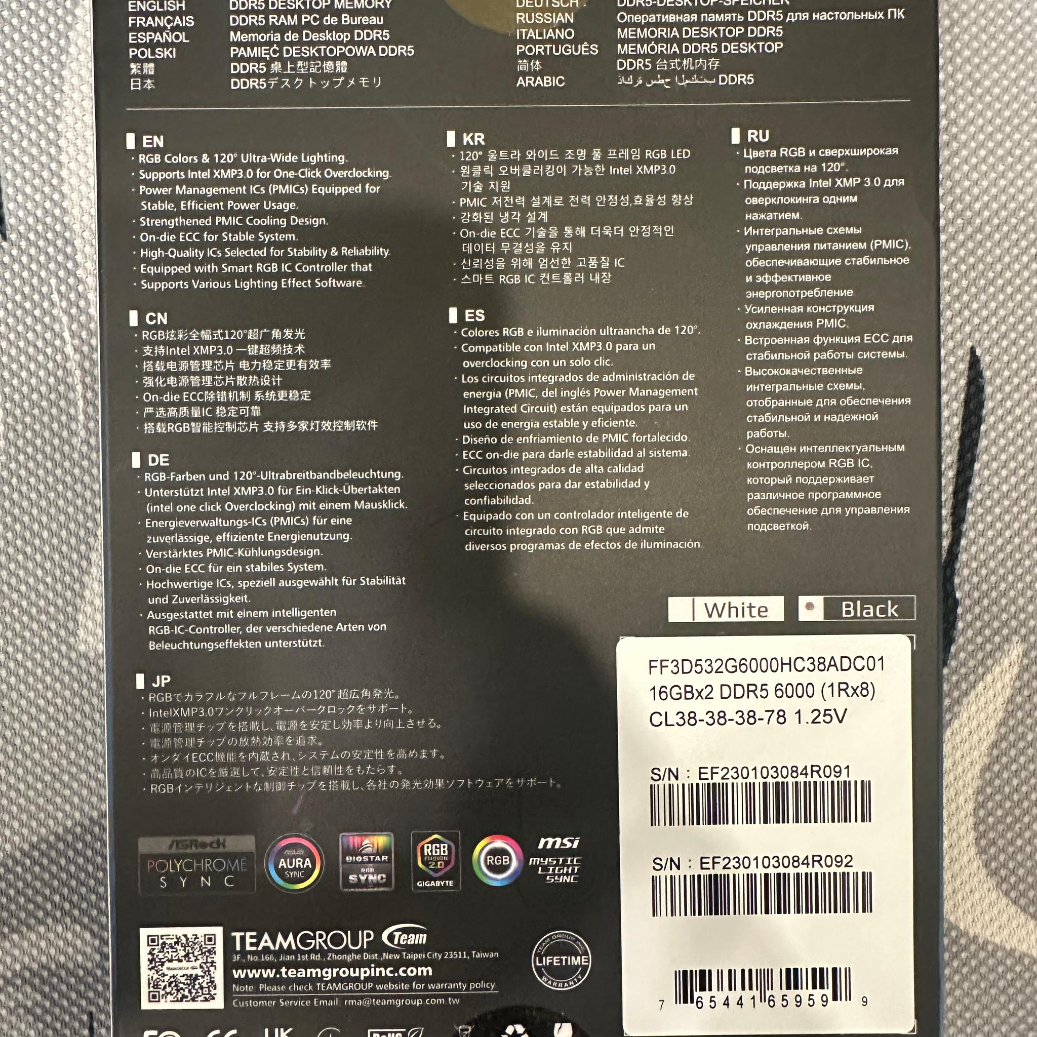 Brand new & Sealed 32GB DDR5 T-FORCE DELTA RGB