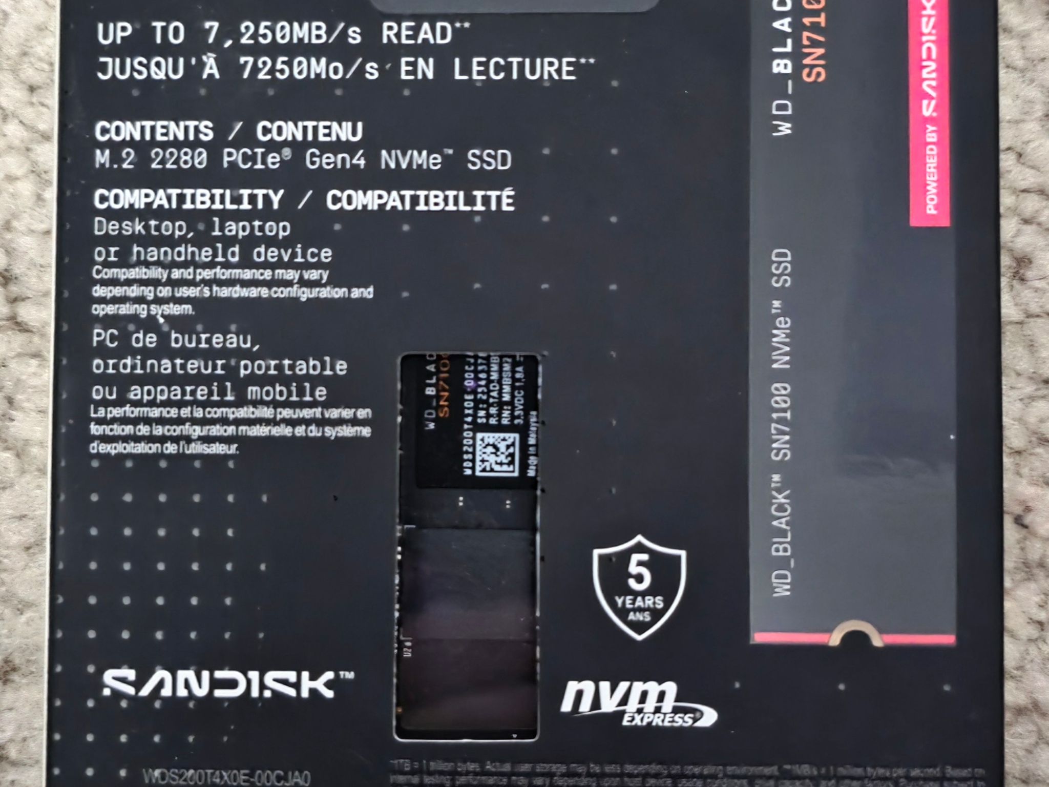 Western Digital WD_BLACK 2TB SN7100 NVME M.2 2280 SSD Brand New Sealed
