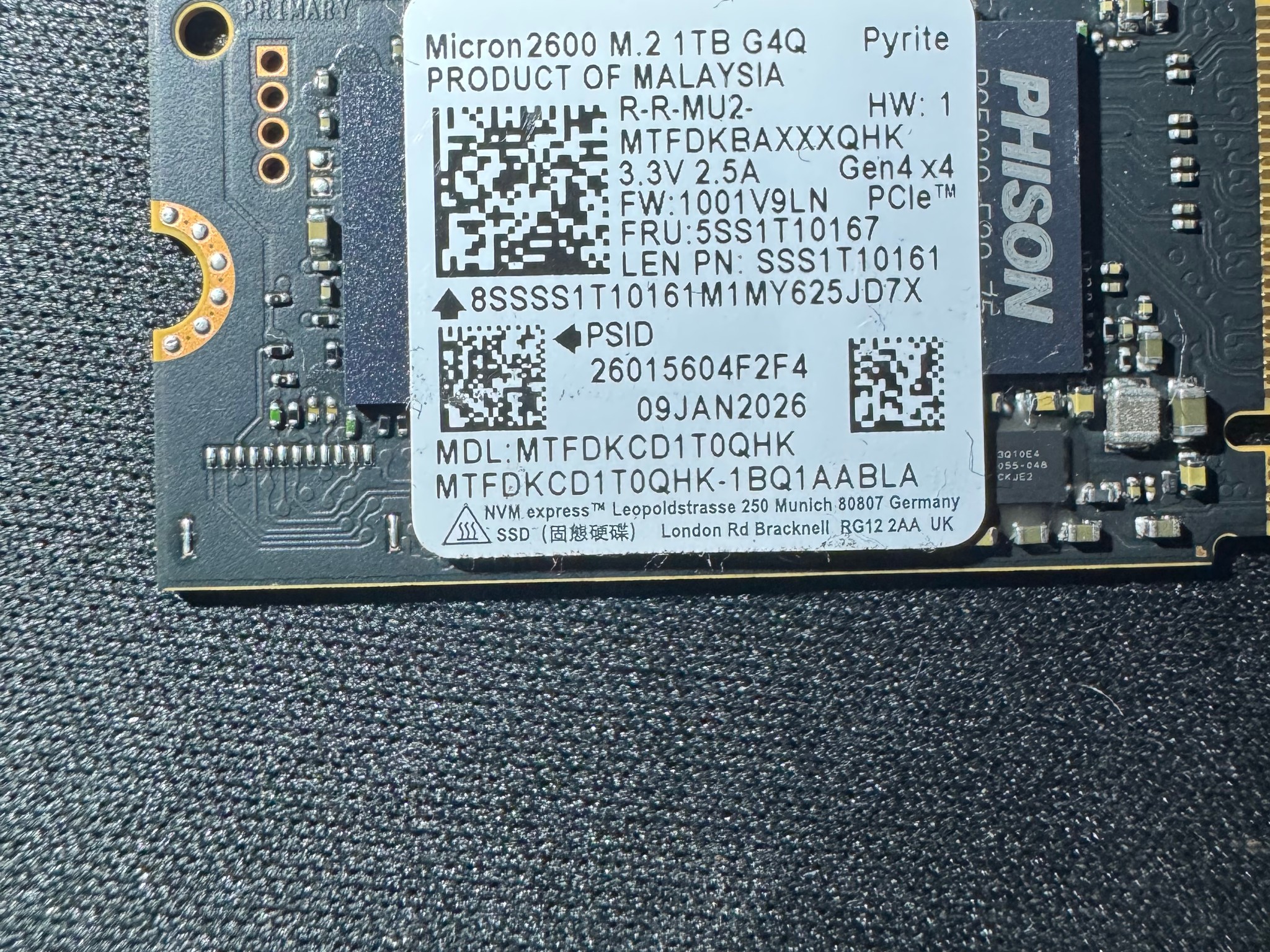 Micron 2600 1TB M.2 2230 NVMe PCIe Gen4 x4 SSD