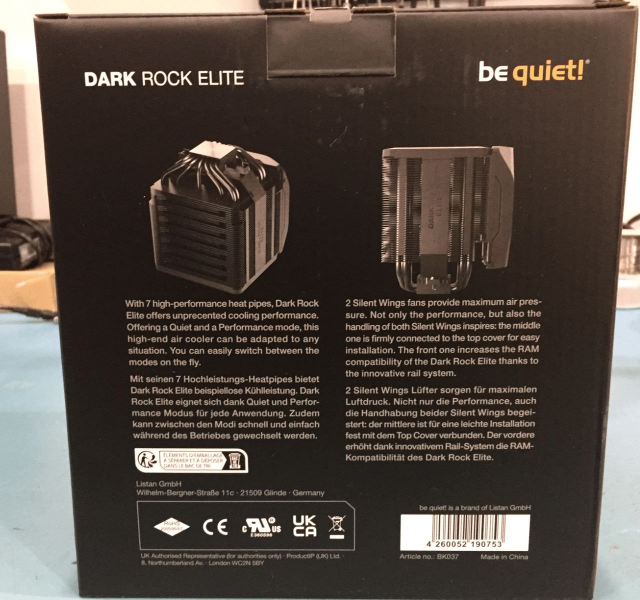 be quiet! Dark Rock Elite BK037 CPU Air Cooler 280W TDP Intel AMD