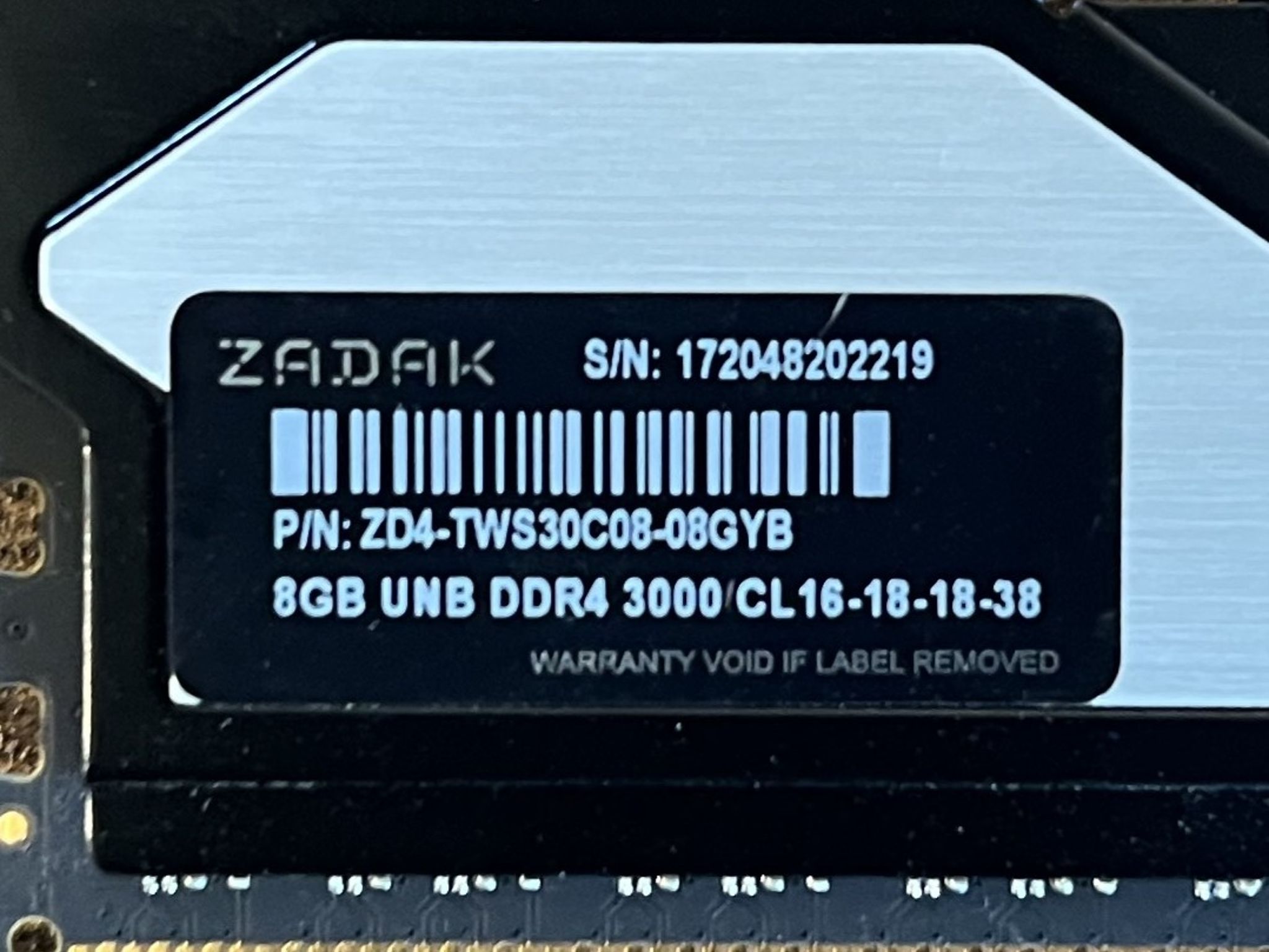 16GB (2x8GB) DDR4-3000 CL16 ZADAK TWIST DDR4 Desktop RAM Memory