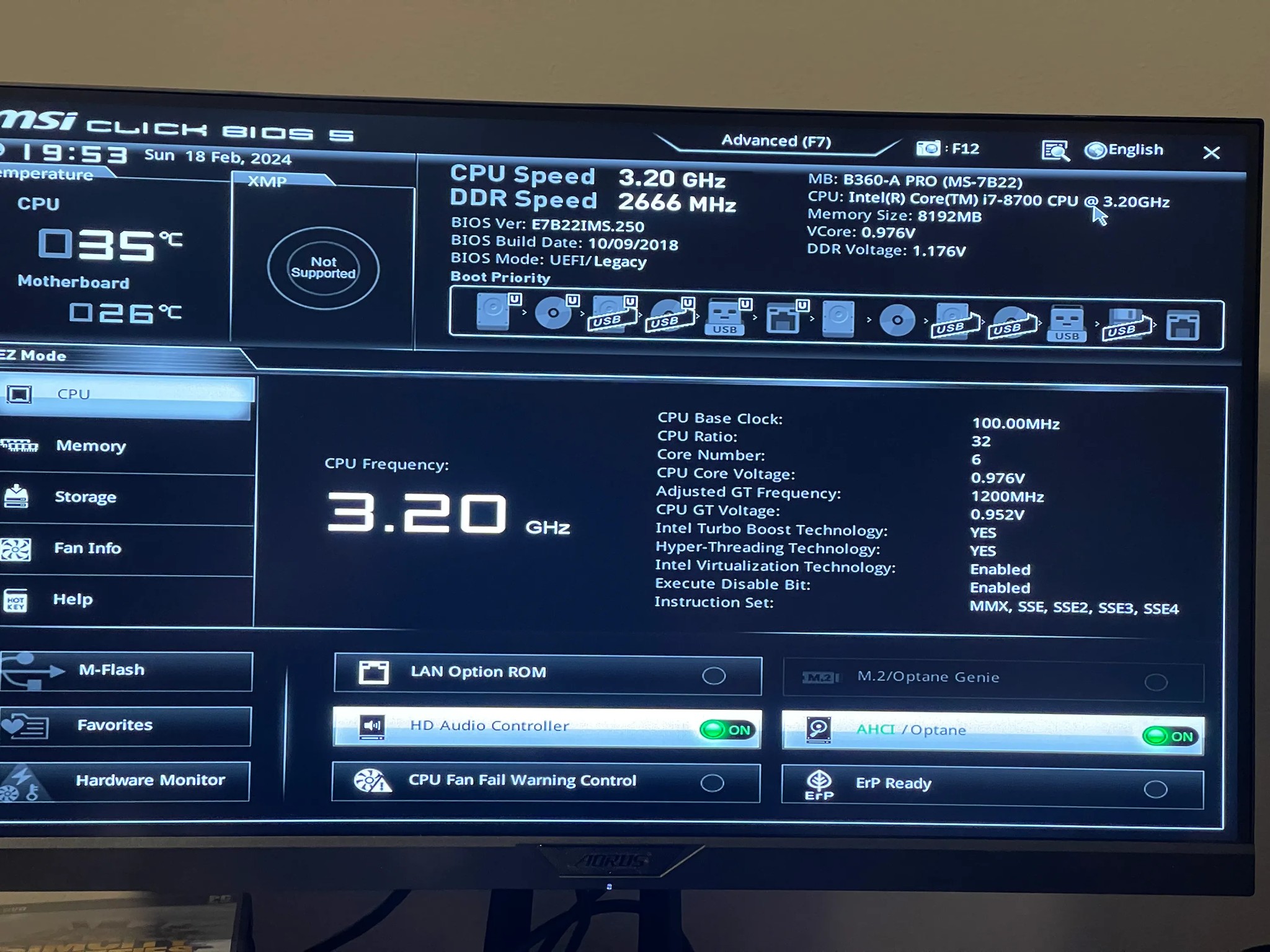 Used, MSI B360-A PRO & i7-8700 Bundle