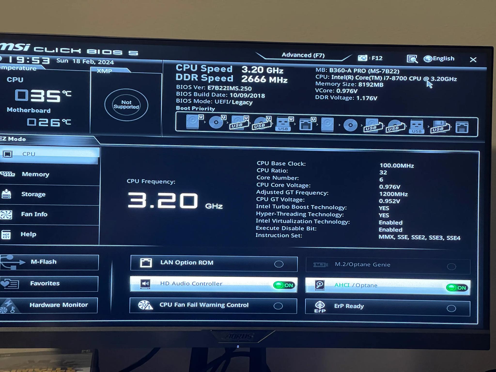 Used, MSI B360-A PRO & i7-8700 Bundle