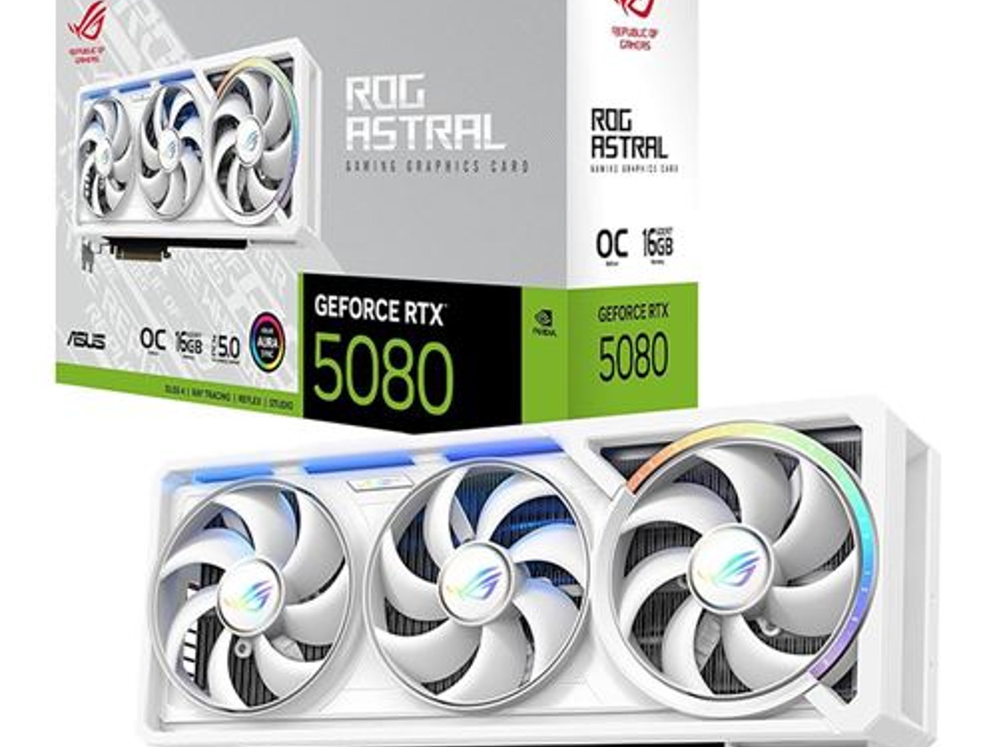 ASUS RTX 5080 ROG Astral White Overclocked Triple Fan 16GB