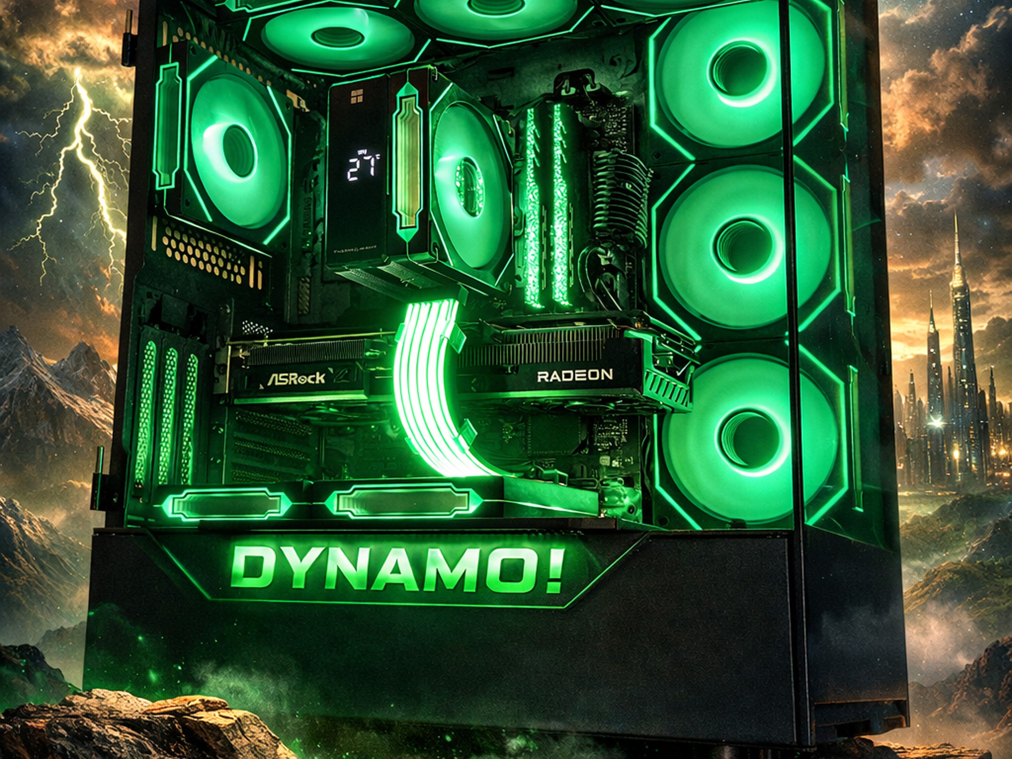 Dynamo!⚡ 9600X | 9070 | 32GB DDR5 | 1TB Gen4 NVMe | Temp Display