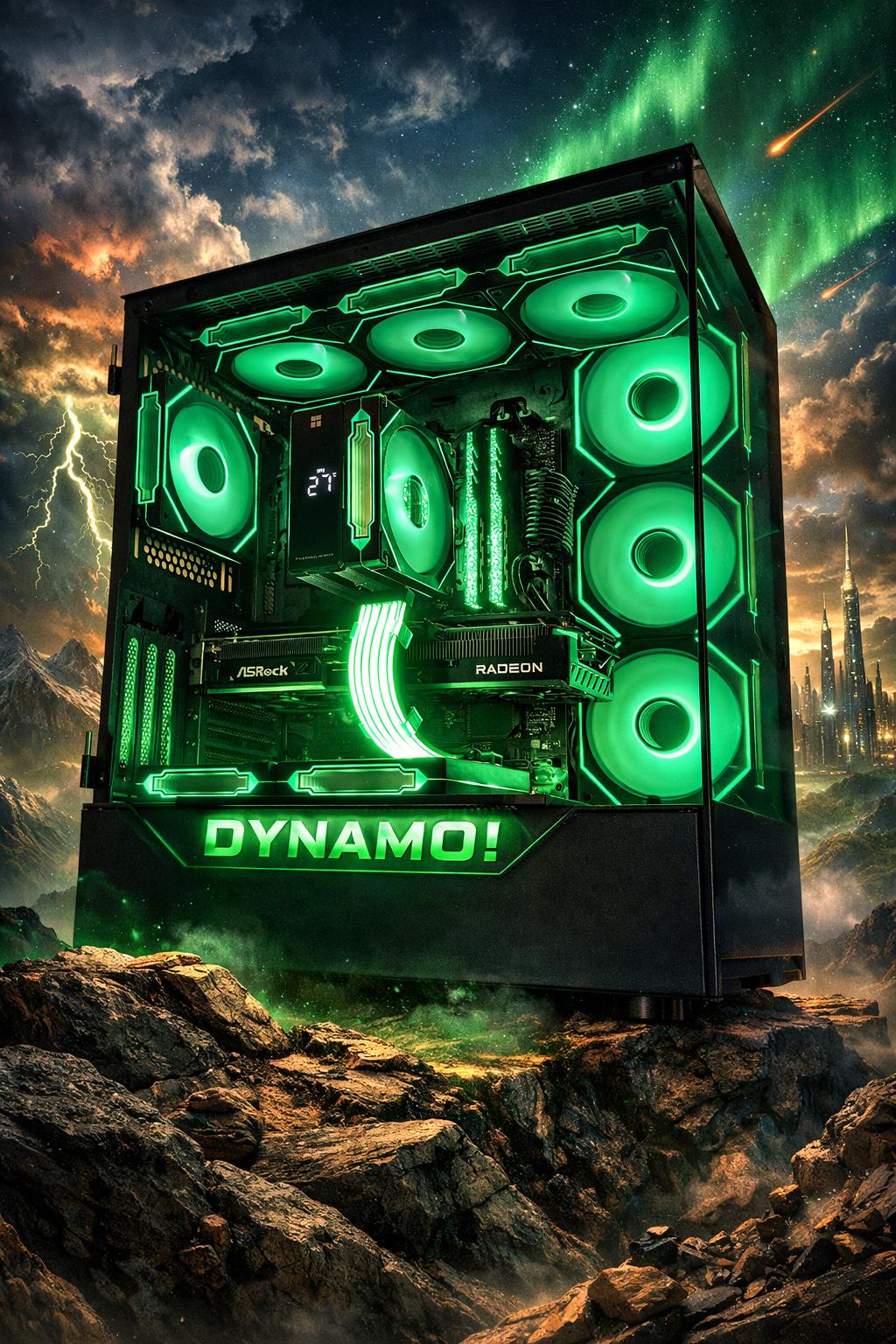 Dynamo!⚡ 9600X | 9070 | 32GB DDR5 | 1TB Gen4 NVMe | Temp Display