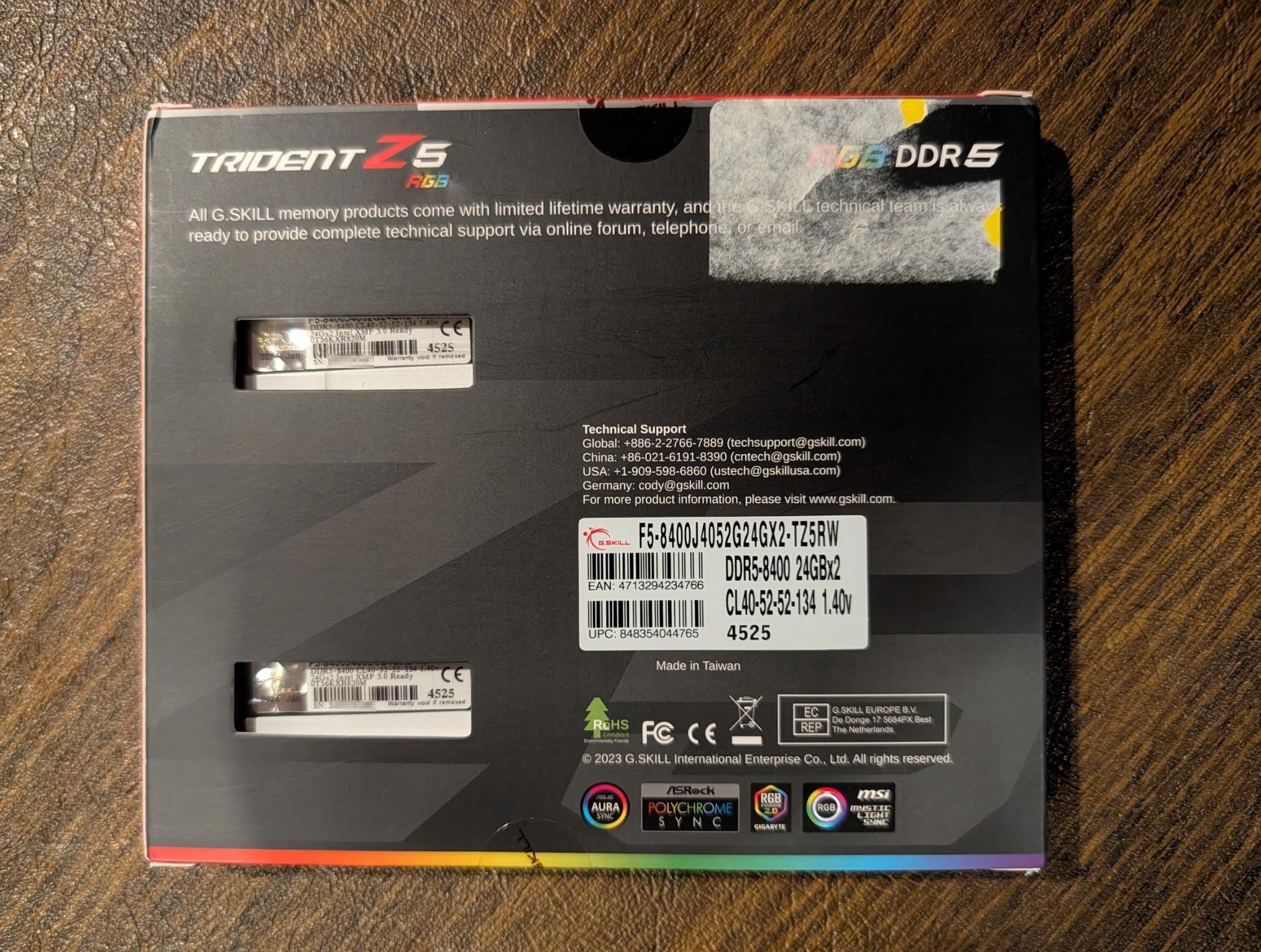 G.Skill Trident Z5 RGB (DDR5/Intel XMP) DDR5-8400 CL40 48GB (2x24GB) BRAND NEW SEALED